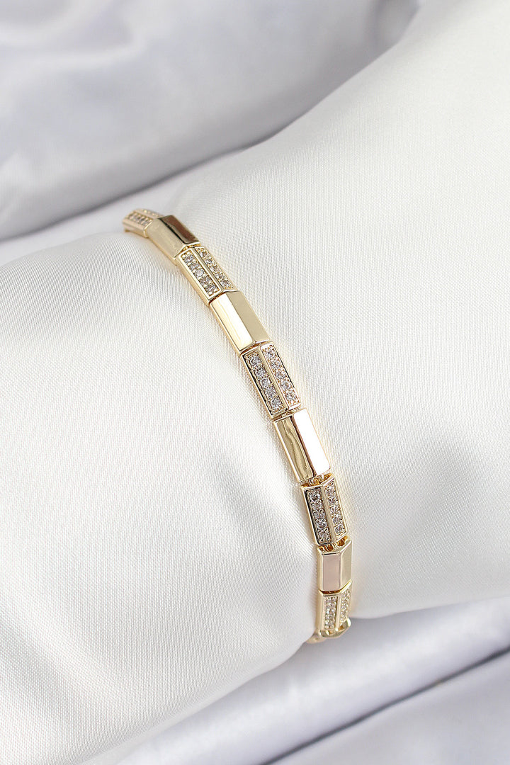 EBJ Rice Rectangle Model with Zircon Stone Gold Color VIP Series Women's Bracelet - Fafe