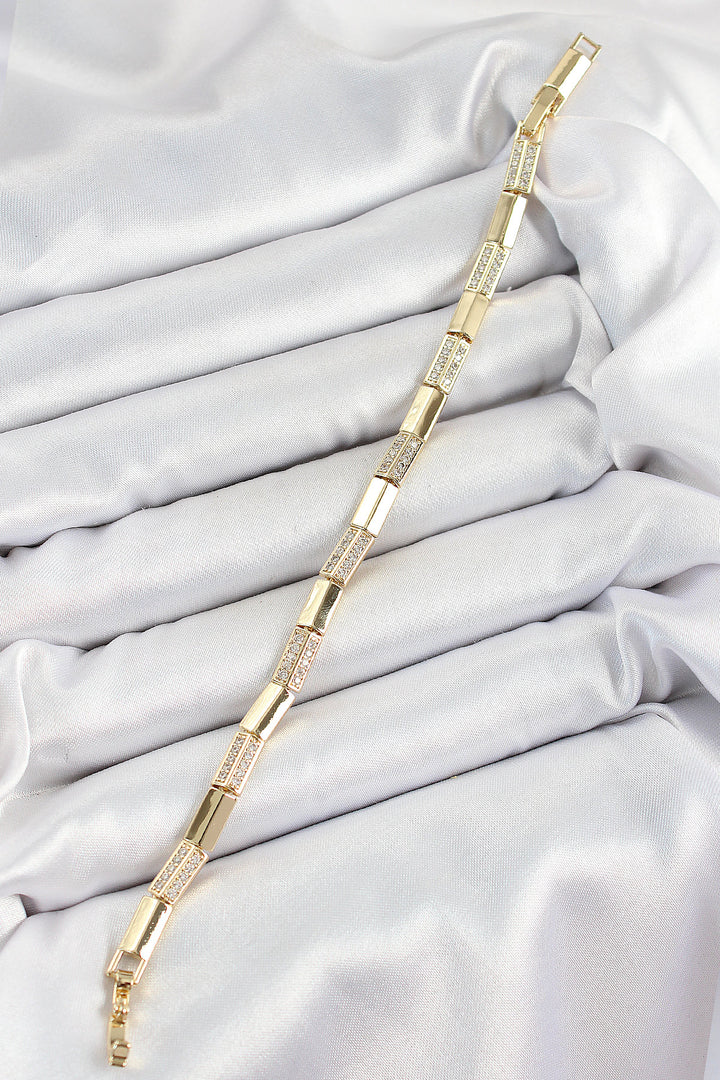 EBJ Rice Rectangle Model with Zircon Stone Gold Color VIP Series Women's Bracelet - Fafe