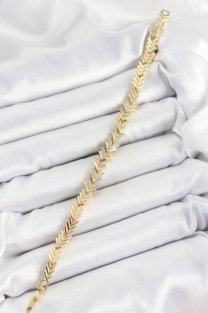 EBJ Rice Row Arrow Model Zircon Stone Gold Color VIP Series Women's Bracelet - Biella