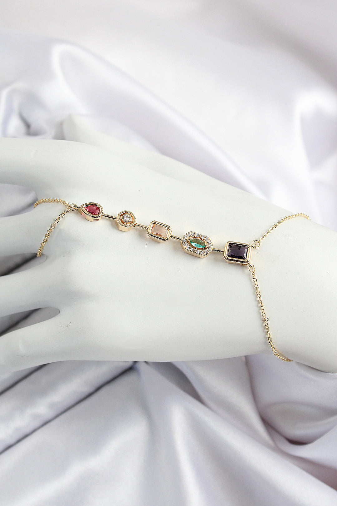 EBJ Rice Colored Zircon Stone Y Model Gold Color Women's Şahmeran - Delicias