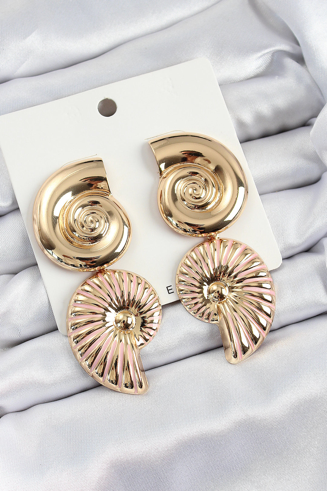 EBJ Rice Wrapped Dangling Seashell Vintage Model Gold Color Earrings - Harrisburg