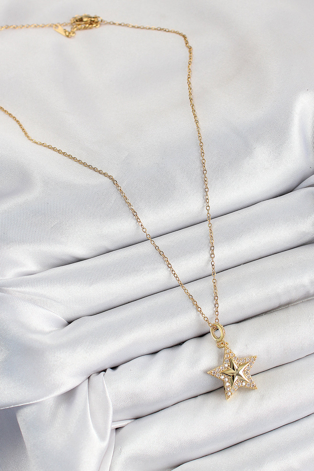 EBJ 316L Stainless Steel Star Model Necklace with Zircon Stone in Gold Color for Women - Villach