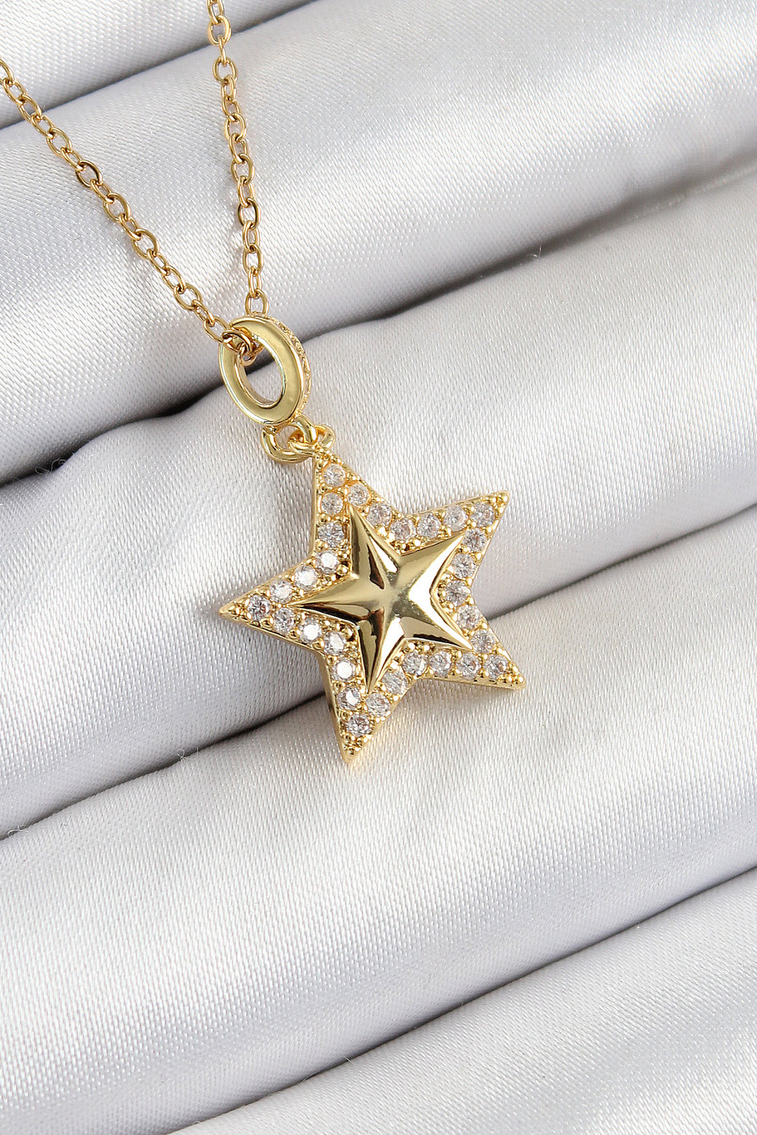 EBJ 316L Stainless Steel Star Model Necklace with Zircon Stone in Gold Color for Women - Villach