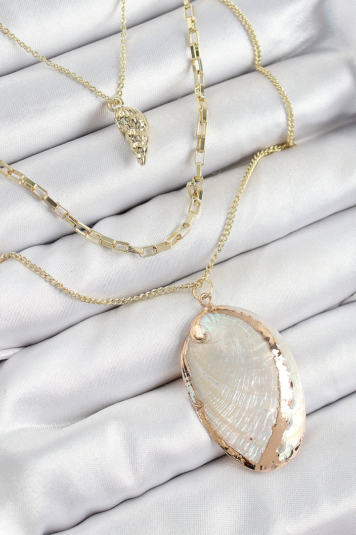 EBJ Rice Multi-Chain Oyster Model Gold Color Women's Necklace - Lincoln