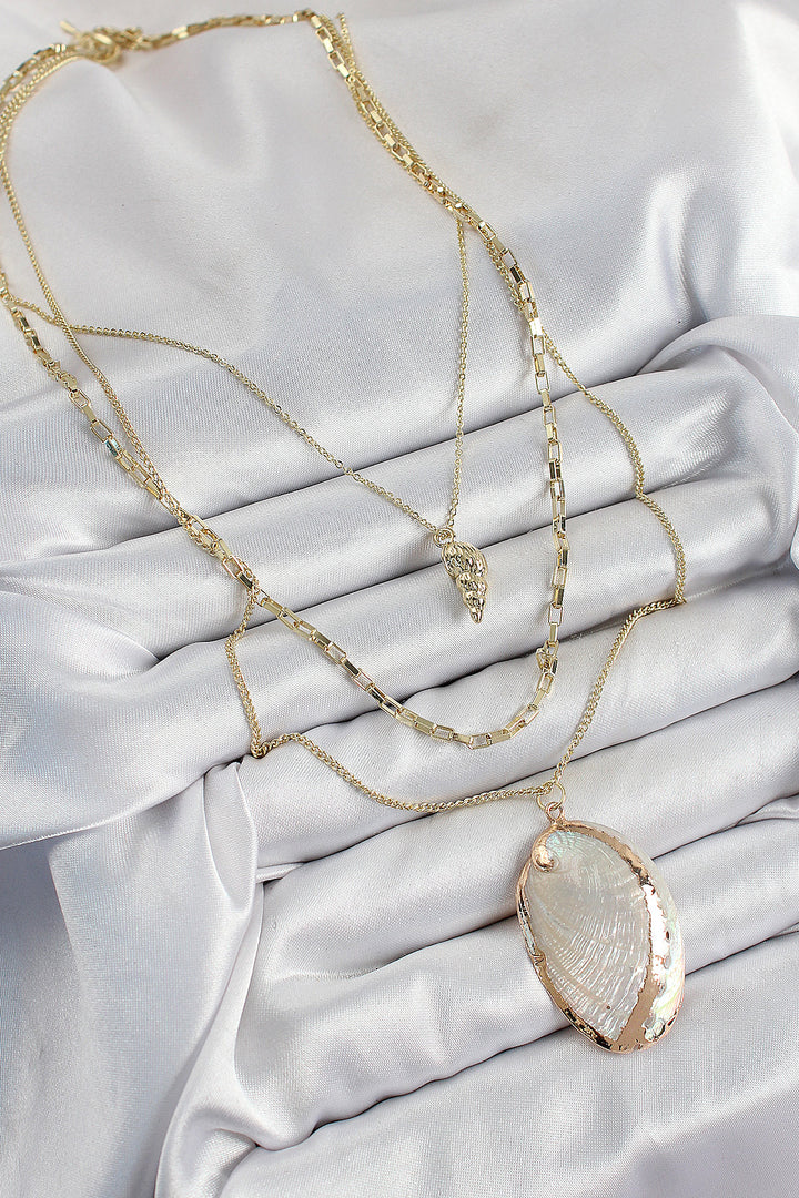 EBJ Rice Multi-Chain Oyster Model Gold Color Women's Necklace - Lincoln