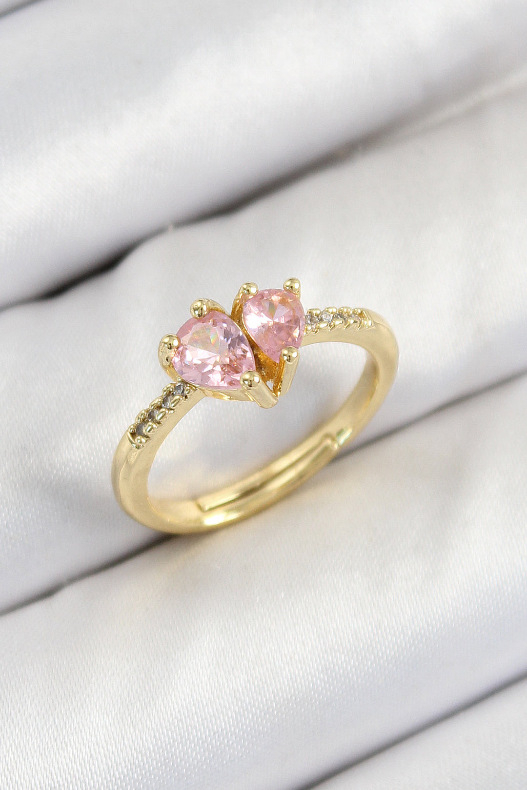 EBJ Gold Color Women's Ring with Pink Heart Shaped Rice Zircon Stone - Lake Havasu City