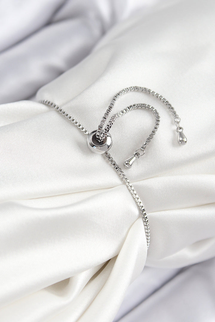 EBJ Rice Pink Zircon Stone Starfish Model Silver Color Adjustable Women's Bracelet - Maple Grove