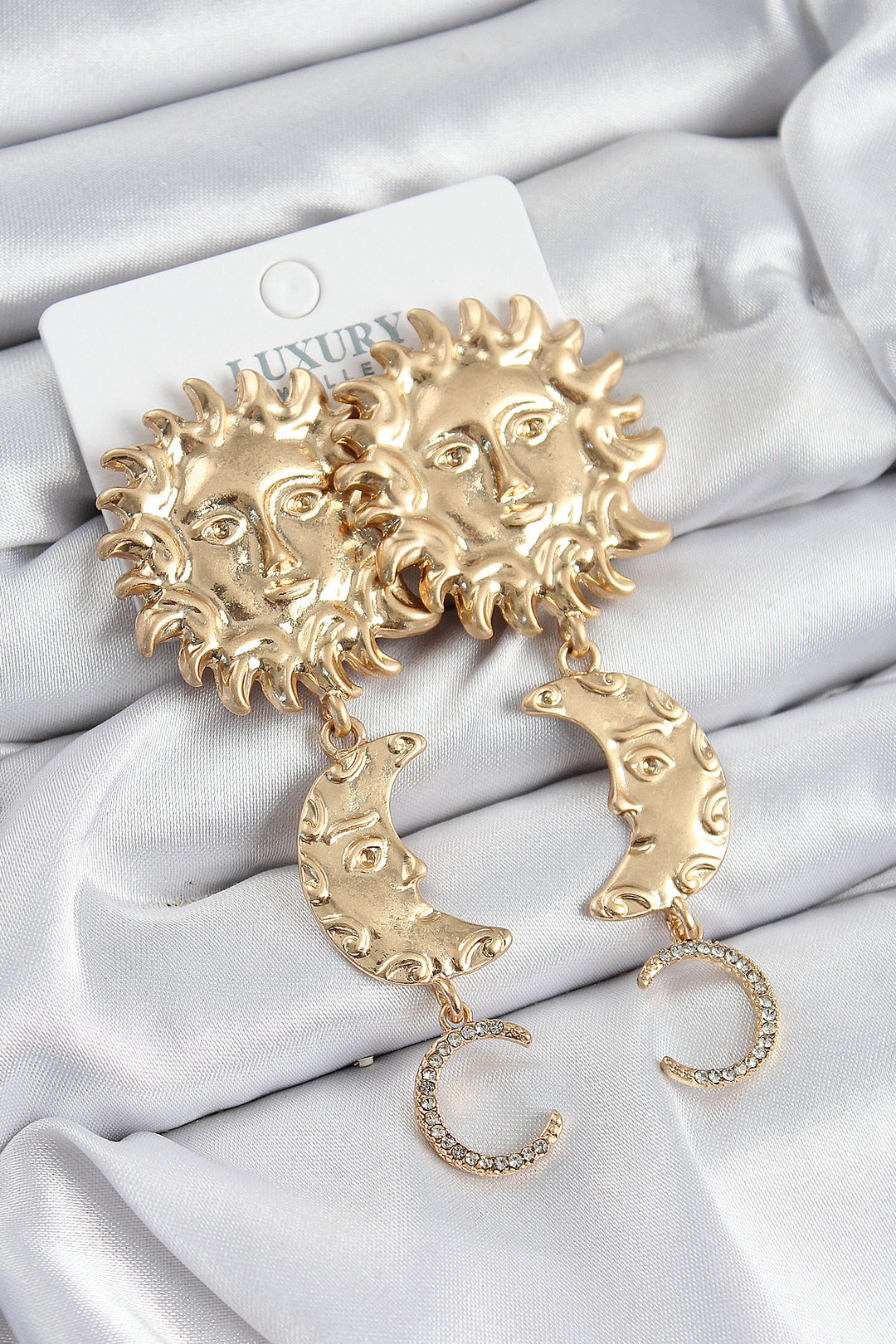 EBJ Rice Zircon Stone Dangle Sun Model Gold Color Women's Earrings - Saint-Jean-sur-Richelieu