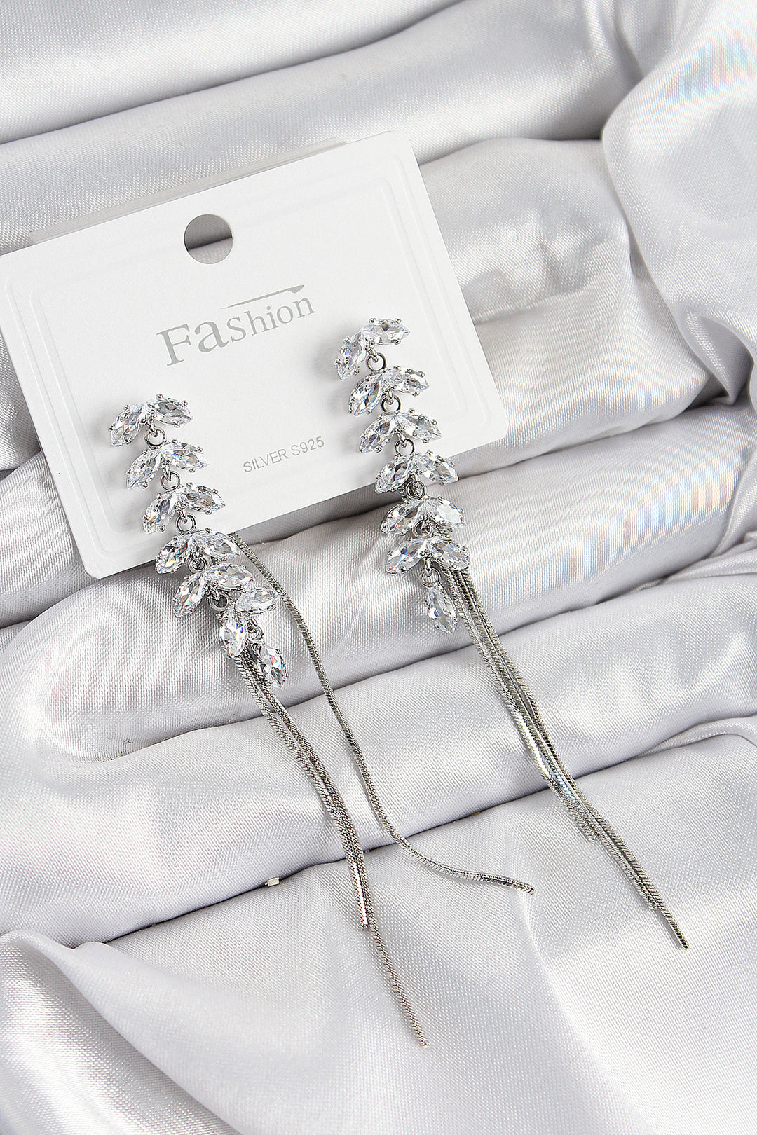 EBJ Rice Zircon Stone Dangle Model Silver Color 925 Sterling Silver Nail Women's Earring - Puerto Peñasco