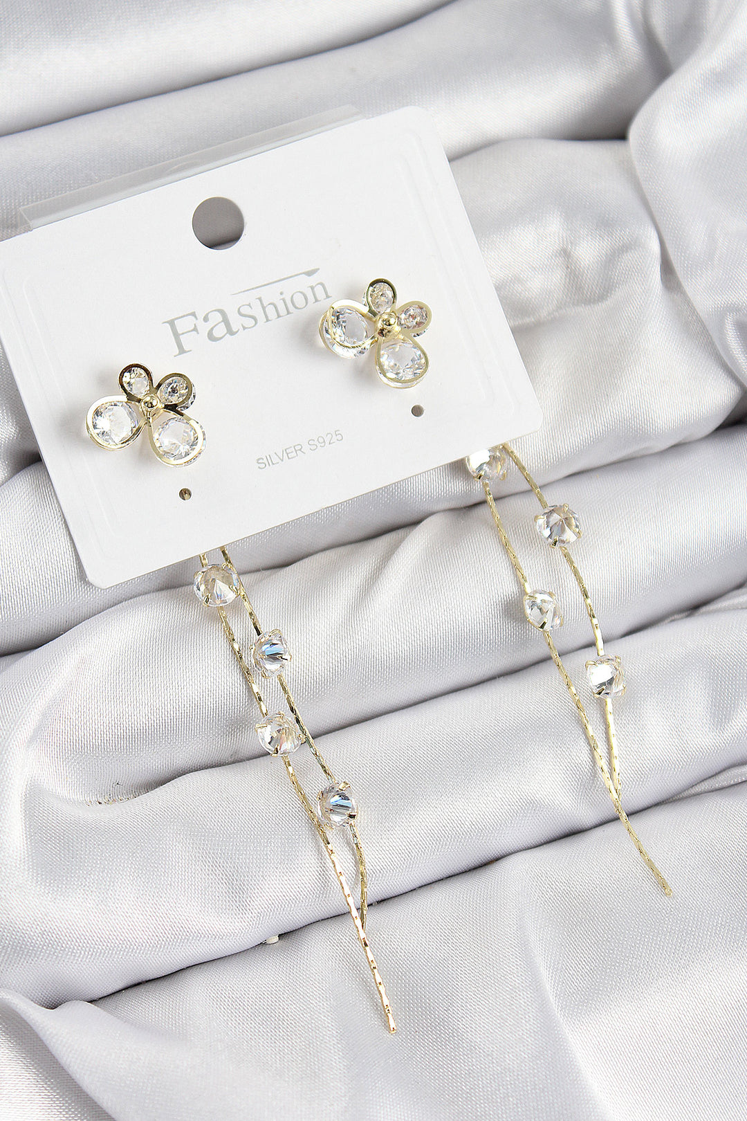 EBJ Rice Zircon Stone Dangling Butterfly Model Gold Color 925 Sterling Silver Nail Women's Earring - Marco de Canavezes