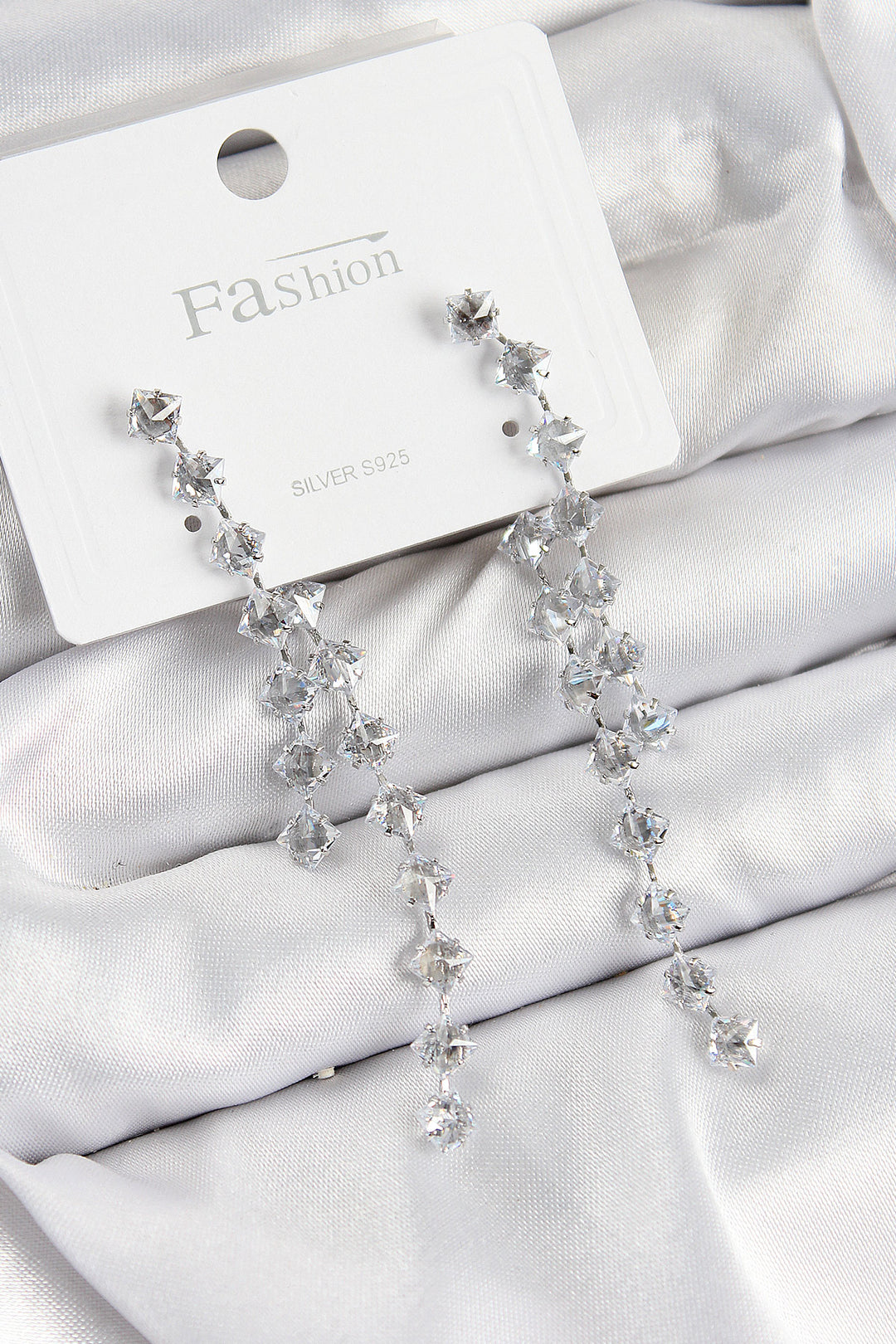 EBJ Rice Zircon Stone Dangle Model Silver Color 925 Sterling Silver Nail Women's Earring - Herne