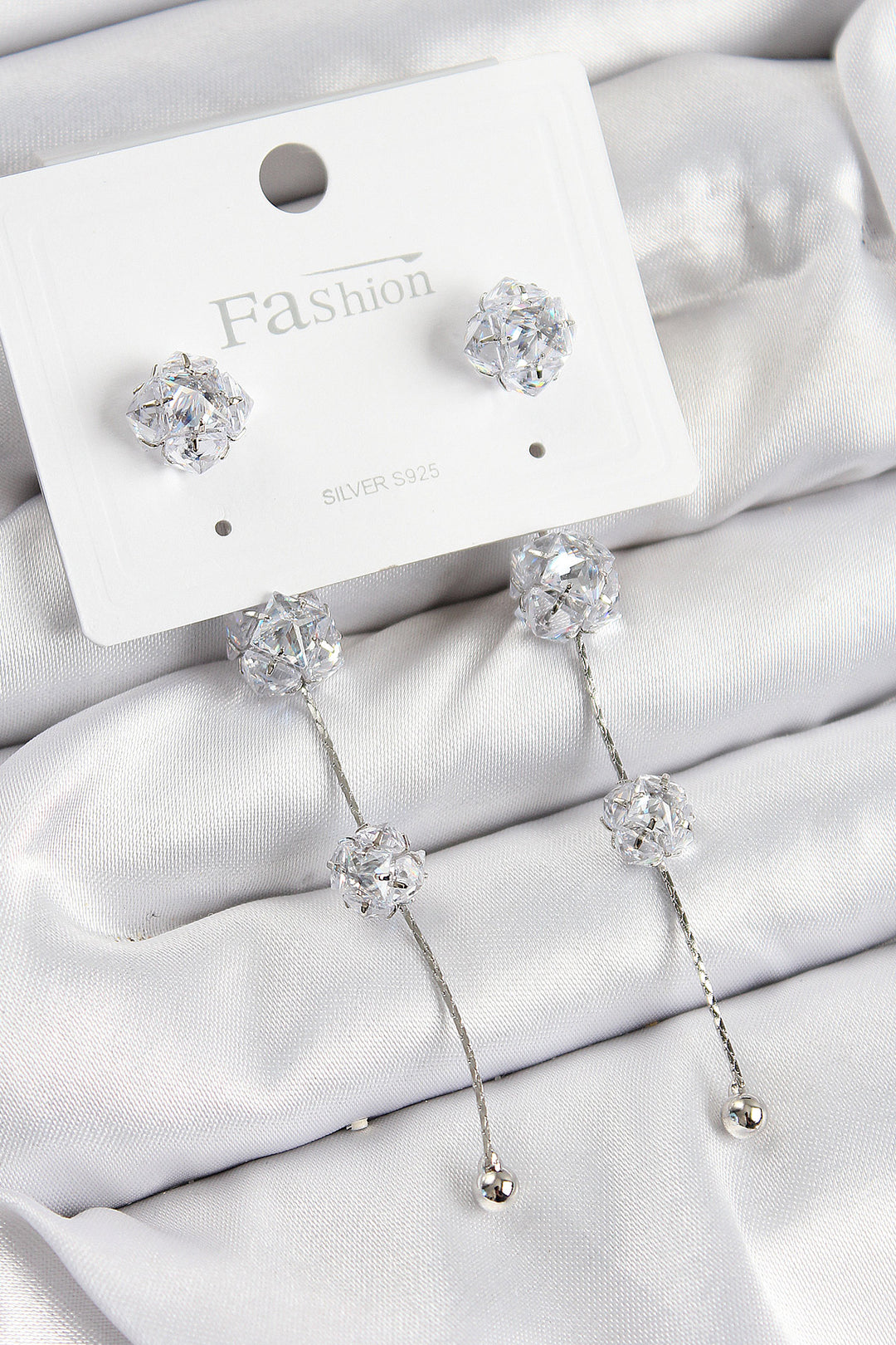 EBJ Rice Zircon Stone Dangle Model Silver Color 925 Sterling Silver Nail Women's Earring - Welwyn Garden City