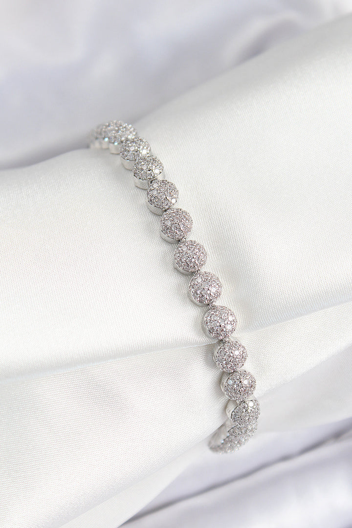 EBJ Rice Zircon Stone Half Bead Model Silver Color VIP Series Women's Bracelet - Calgary