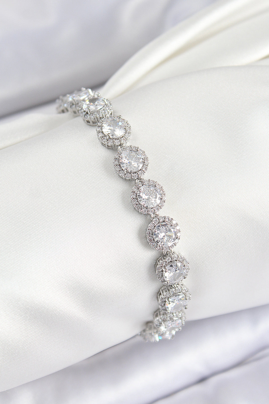 EBJ Rice Zircon Stone Round Baguette Model Silver Color VIP Series Women's Bracelet - Kerch