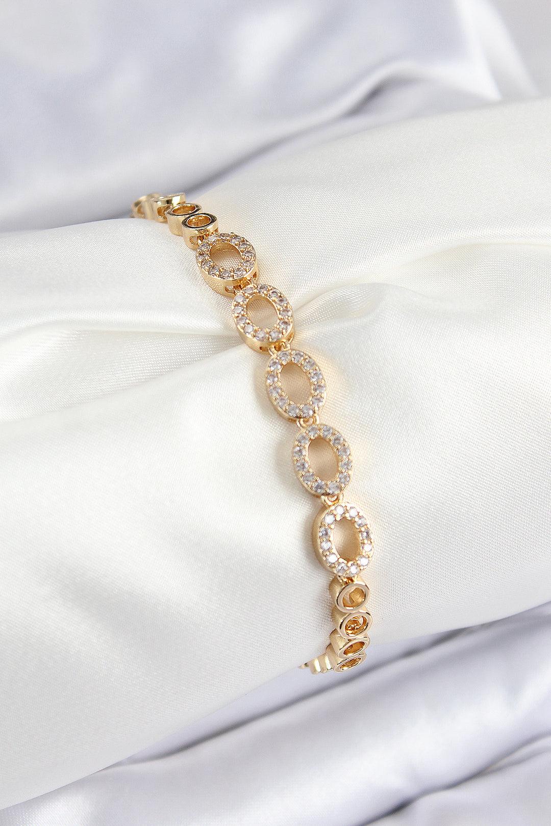 EBJ Rice Zircon Stone Oval Model Gold Color Women's Bracelet - Pordenone
