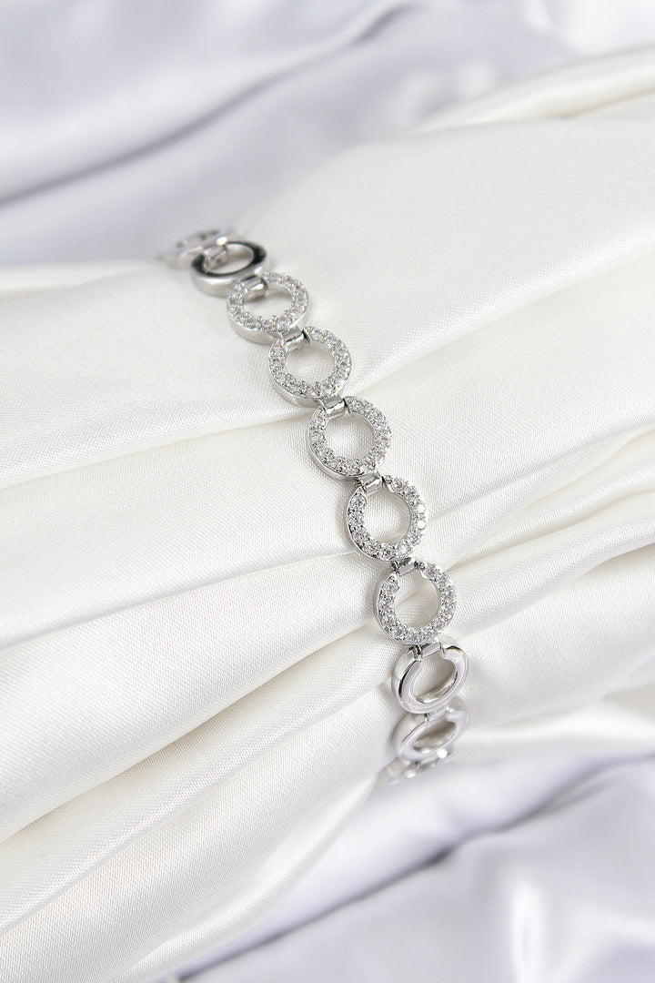 EBJ Rice Zircon Stone Lined Ring Model Silver Color Women's Bracelet - Coatepec