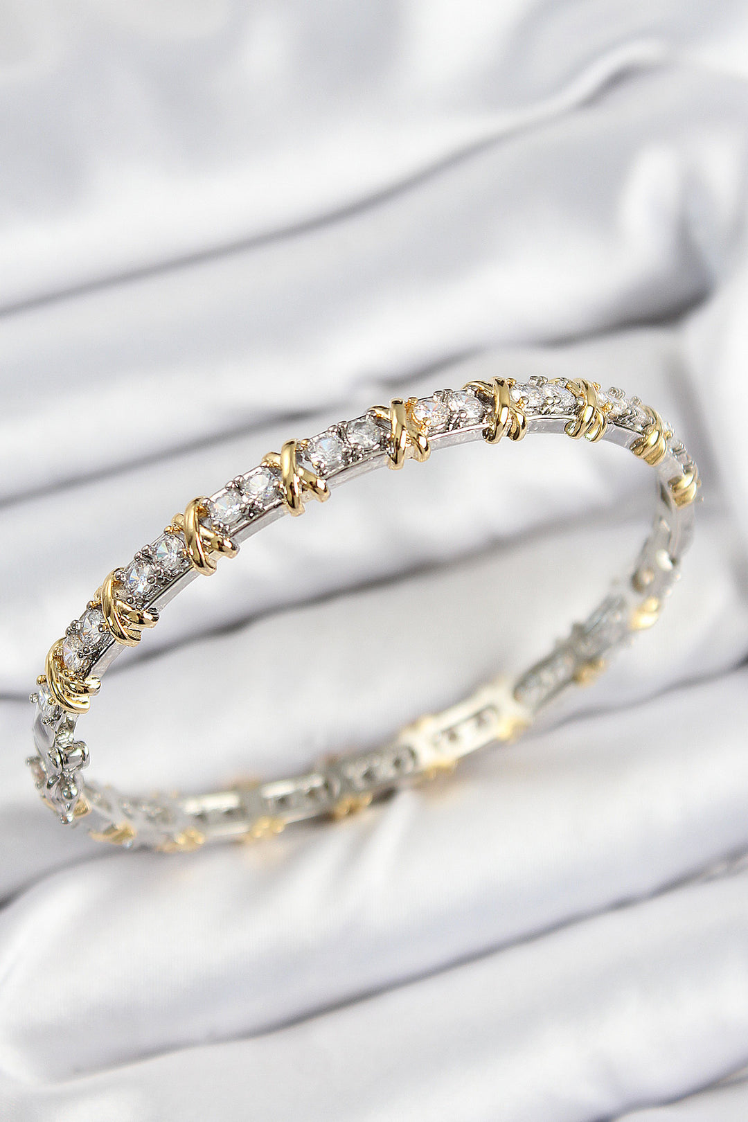 EBJ Rice Zircon Stone XOXO Model Silver and Gold Color Women's Bracelet - Finchley