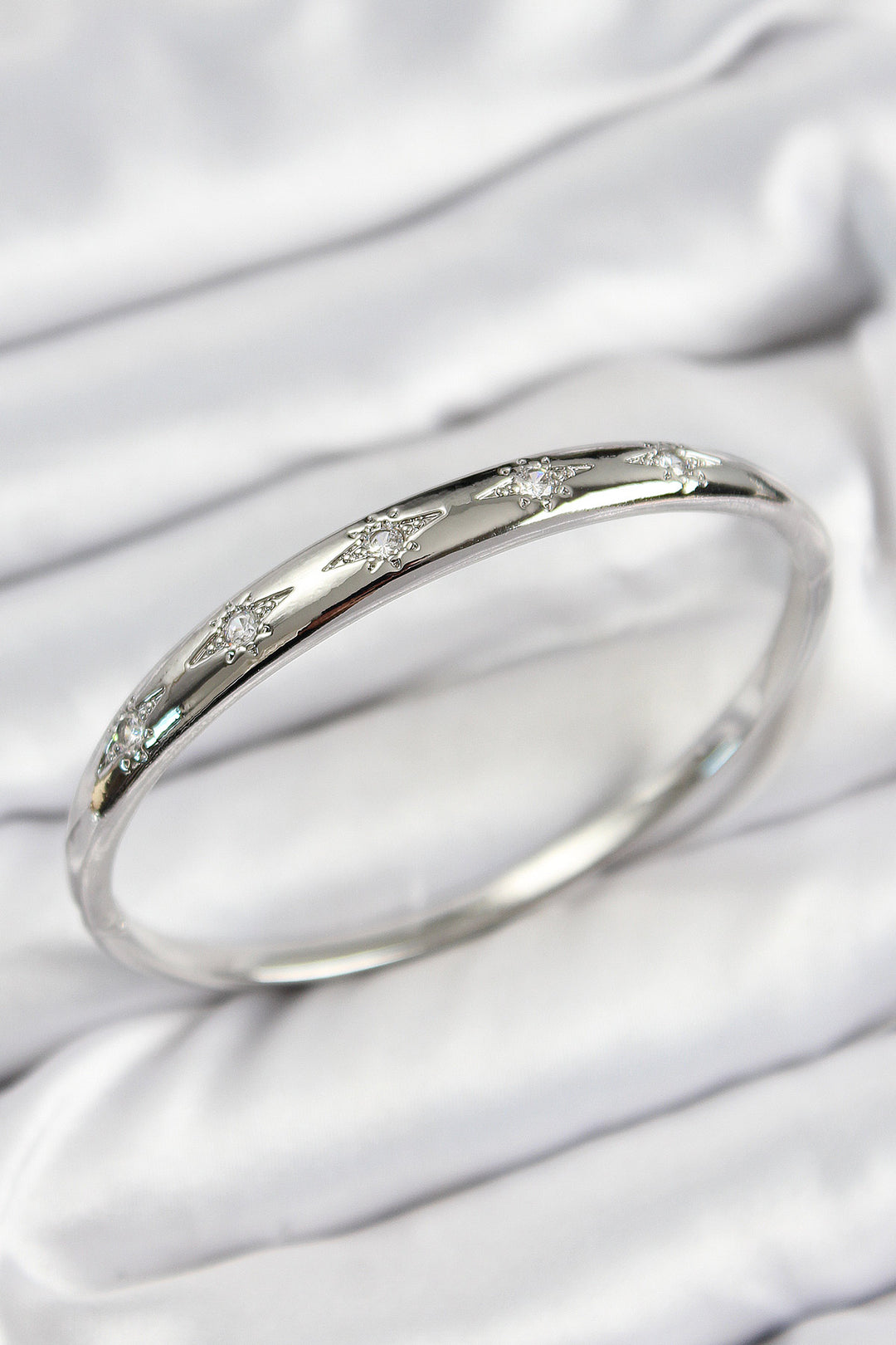 EBJ Rice Zircon Stone Polaris Model Silver Color Women's Cuff - Shoreline