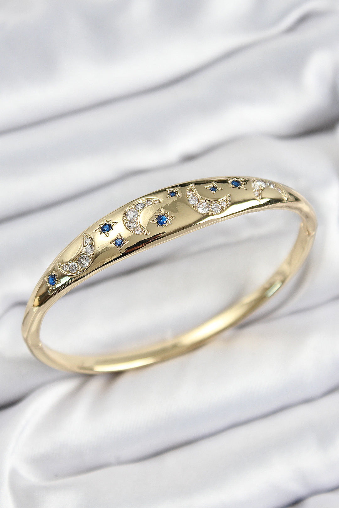 EBJ Rice Zircon Stone Polaris and Crescent Model Gold Color Women's Cuff - St. Albert