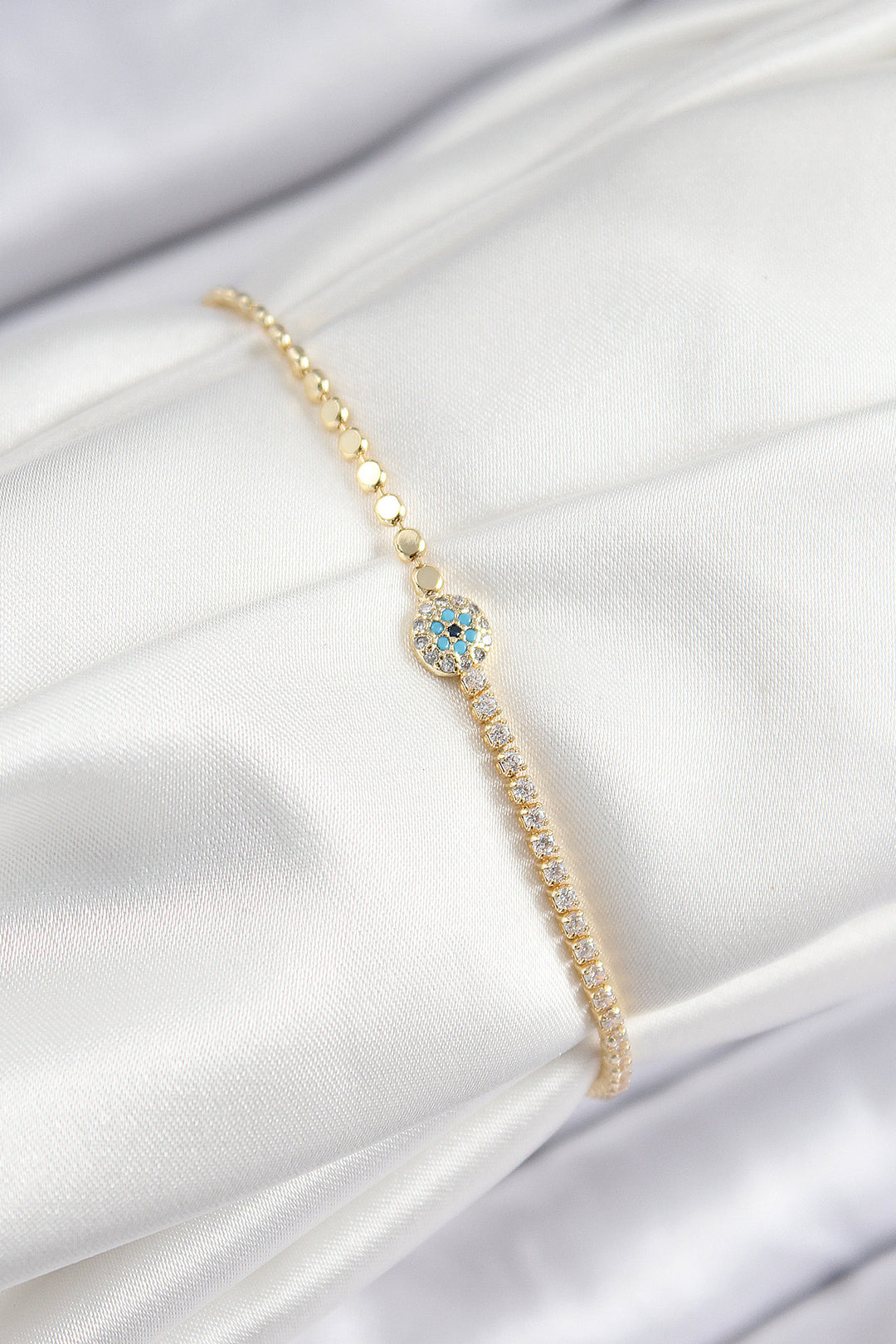 EBJ Rice Zircon Stone Evil Eye Model Bracelet with Gold Color Chain for Women - Ciudad Nezahualcóyotl