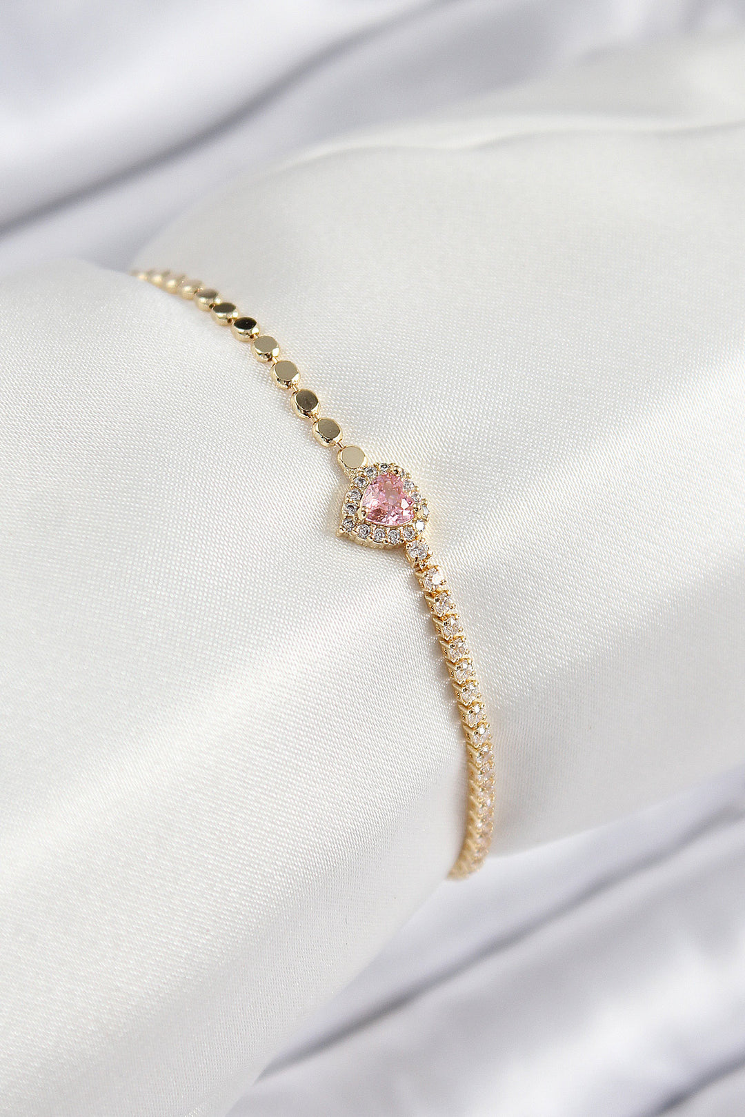 EBJ Rice Zircon Stone Heart Model Crush Chain Gold Color Women's Bracelet - Florence-Graham