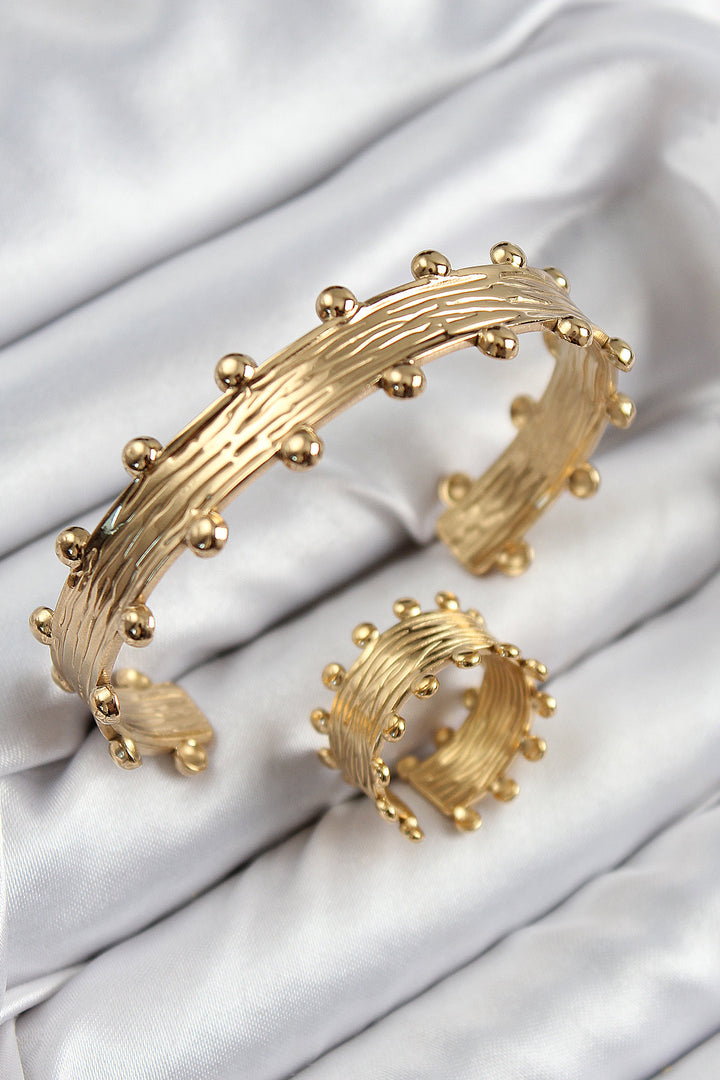 EBJ Rice Grain Model Gold Color Bracelet Ring Set - Cologno Monzese