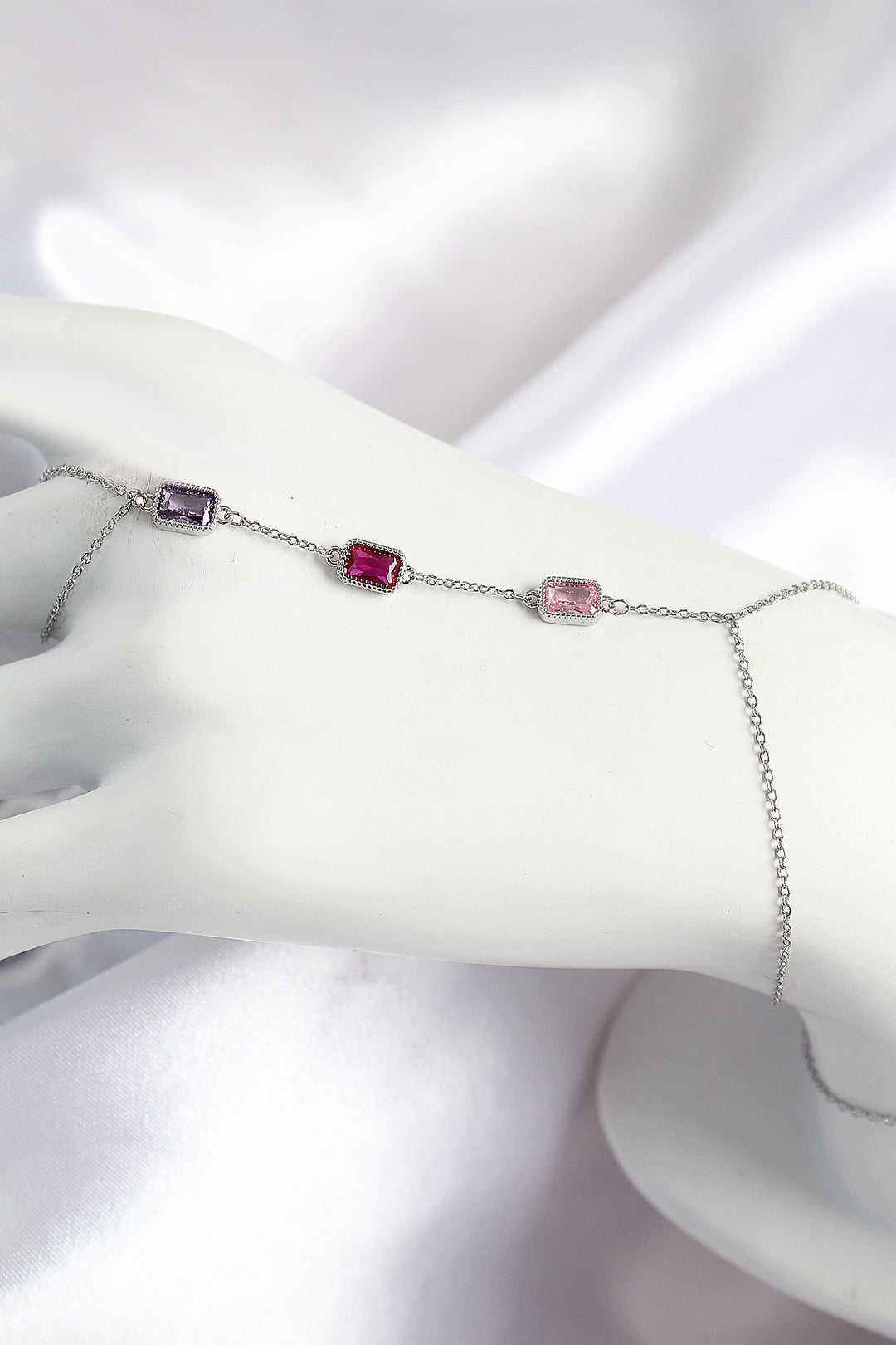 EBJ Rectangular Model Silver Color Women's Şahmeran with Rice Colored Zircon Stone - Tuscaloosa
