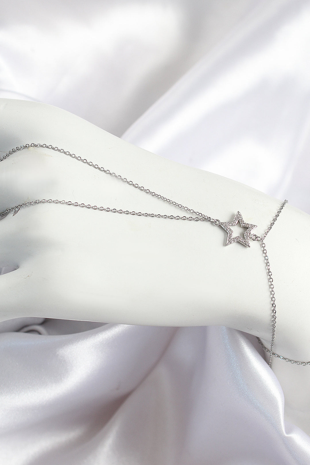 EBJ Silver Color Women's Şahmeran with Rice Zircon Stone Star Model - East Brunswick