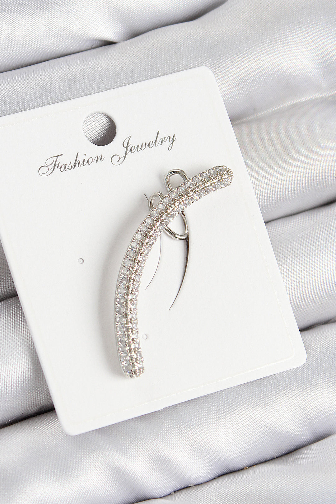 EBJ Silver Color Right Cartilage Earring with Rice Zircon Stone Model - Toledo