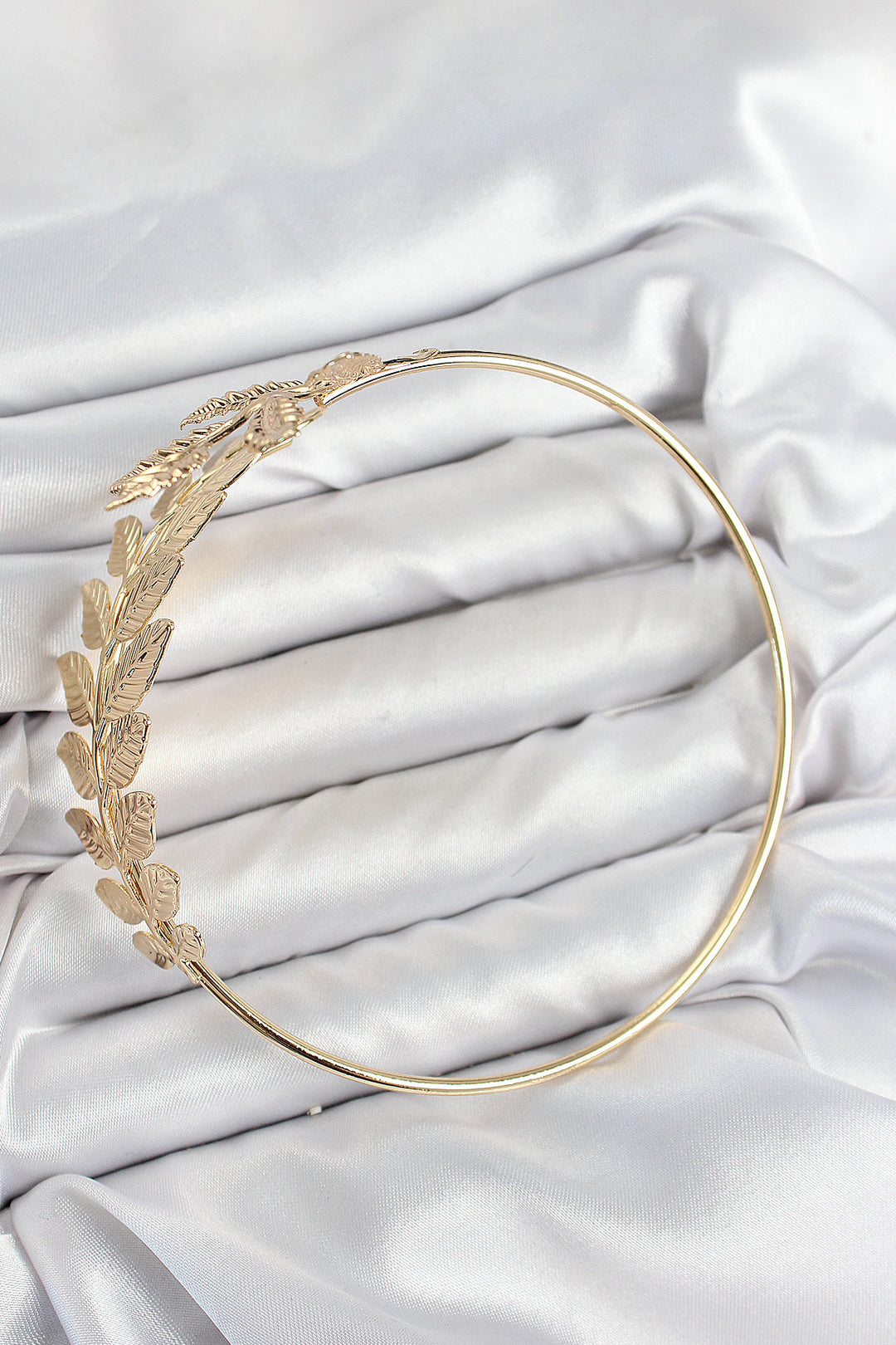 EBJ Rice Leaf Pattern Gold Color Cuff Bracelet - Belleville