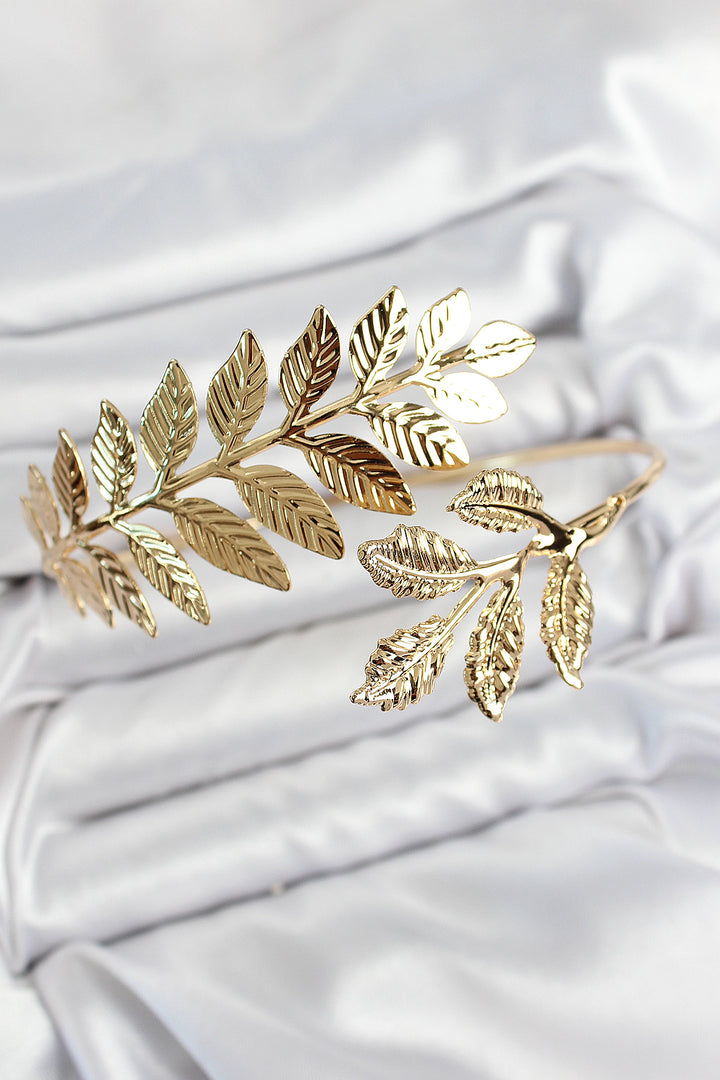 EBJ Rice Leaf Pattern Gold Color Cuff Bracelet - Belleville