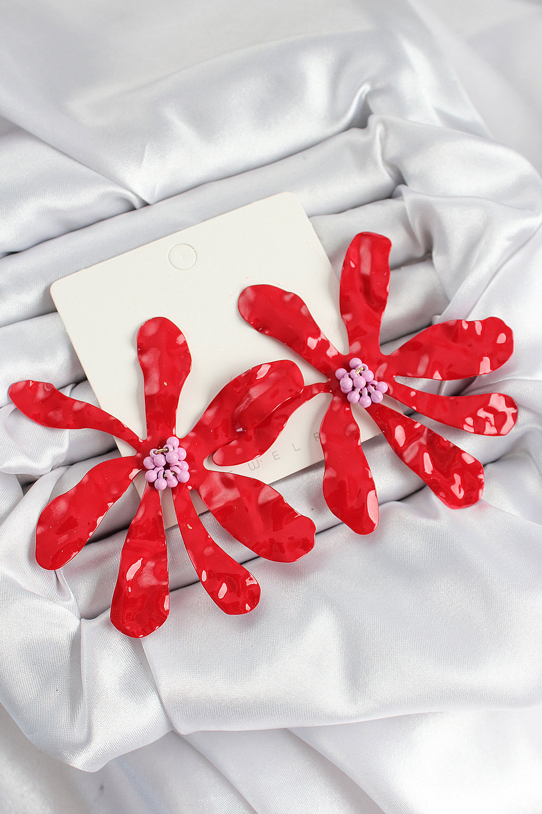EBJ Rice Big Red Flower Pattern Women's Earring - Goose Creek