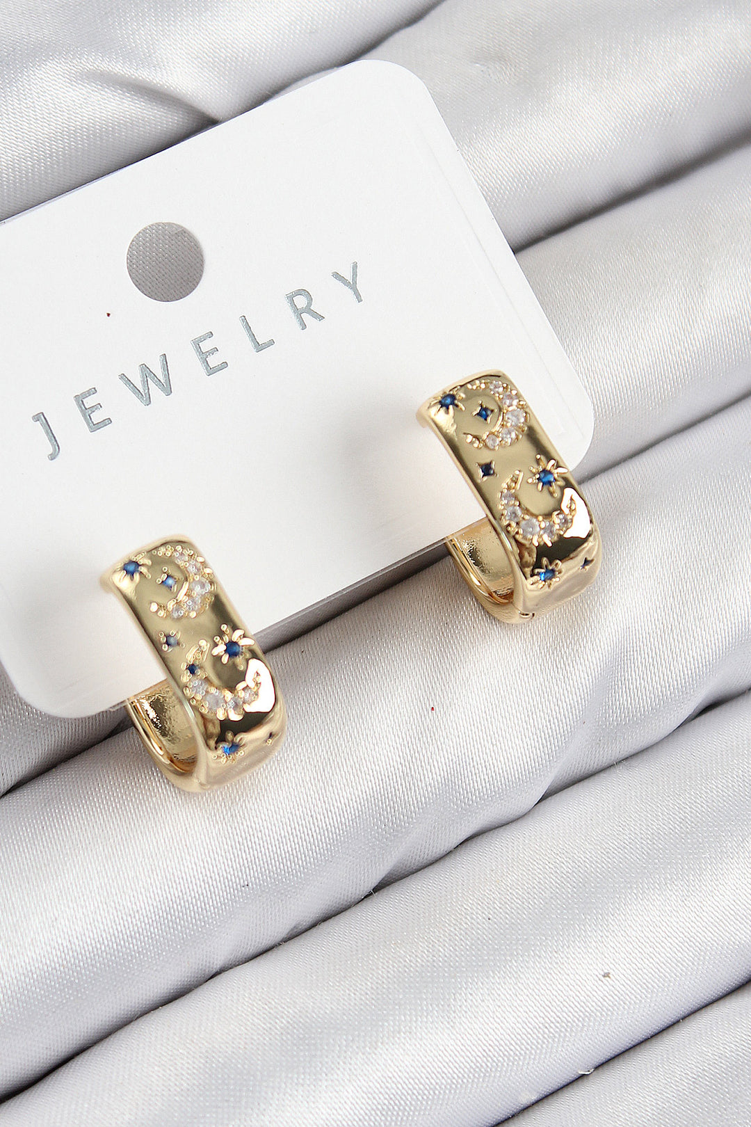 EBJ Rice Zircon Stone Moon Pattern Gold Color Women's Earring - Cáceres