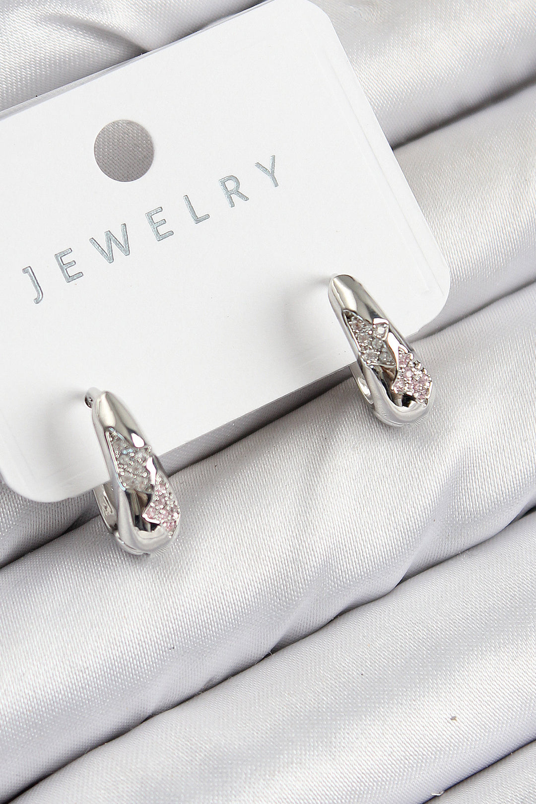 EBJ Rice Zircon Stone Patterned Model Silver Color Women's Earring - San José del Cabo