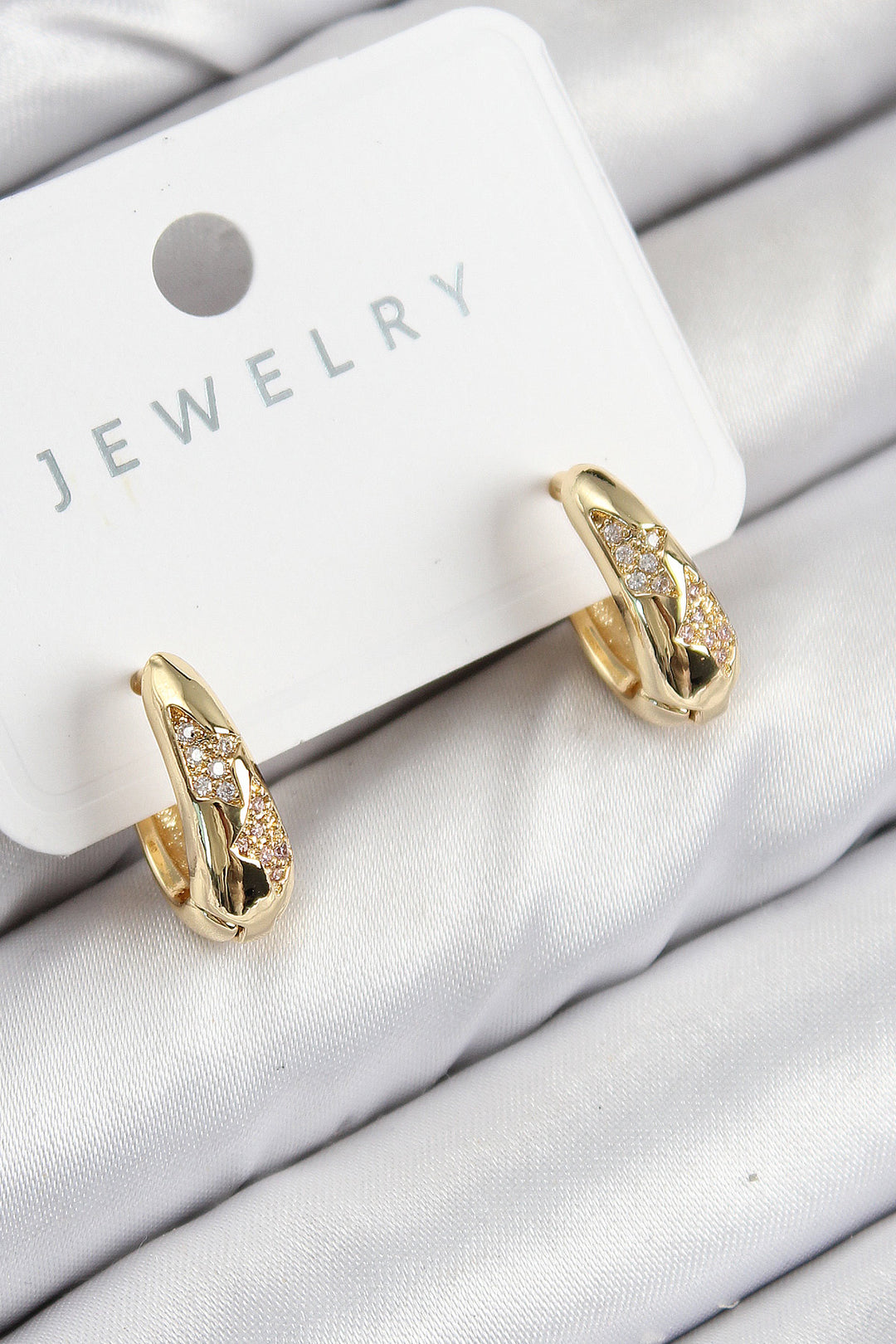 EBJ Rice Zircon Stone Patterned Model Gold Color Women's Earring - Weymouth