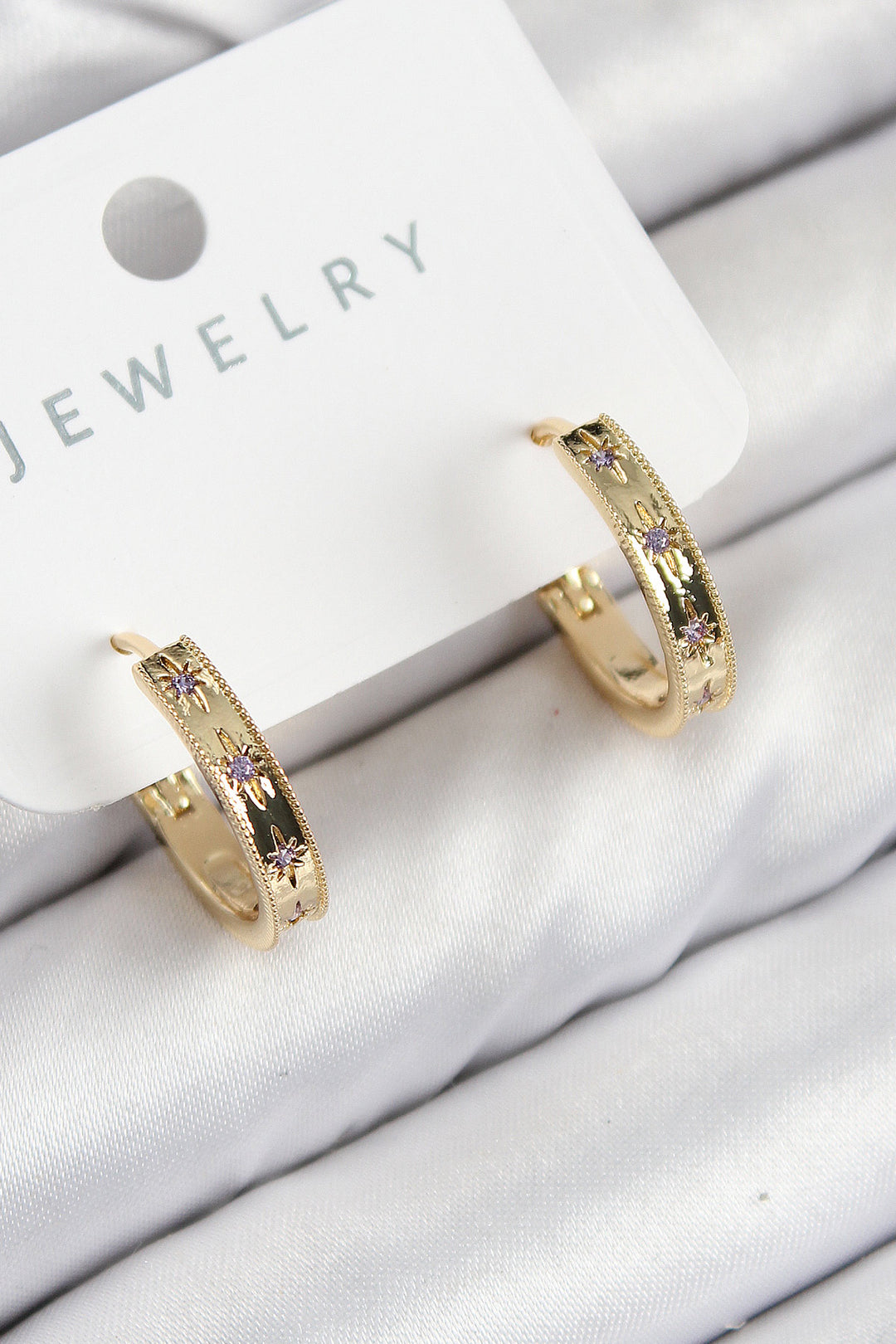 EBJ Gold Color Women's Earrings with Rice Zircon Stone Ring Model - Halifax