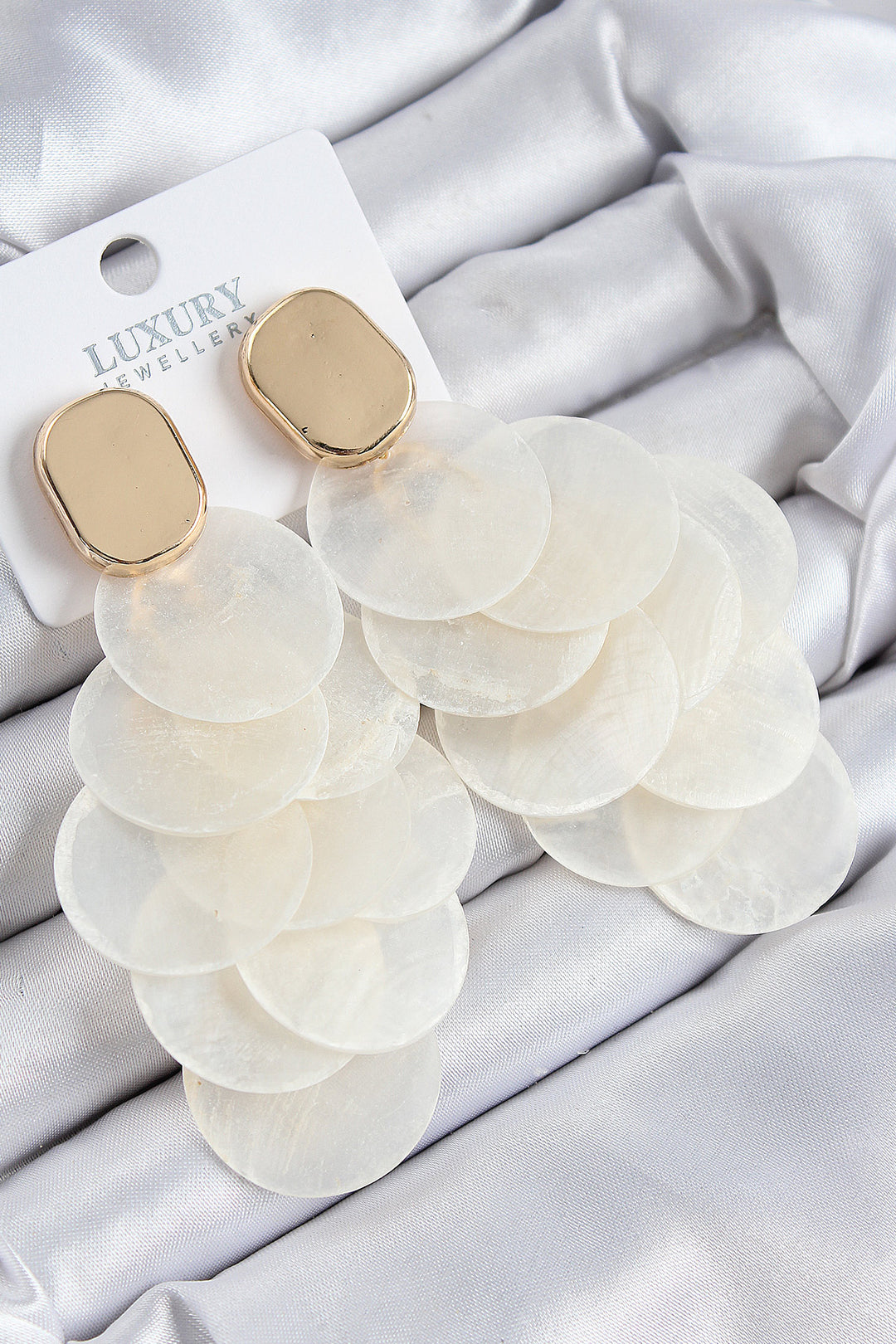 EBJ Rice Grain Dangle Mother of Pearl Model Gold Color Women's Earring - Poinciana