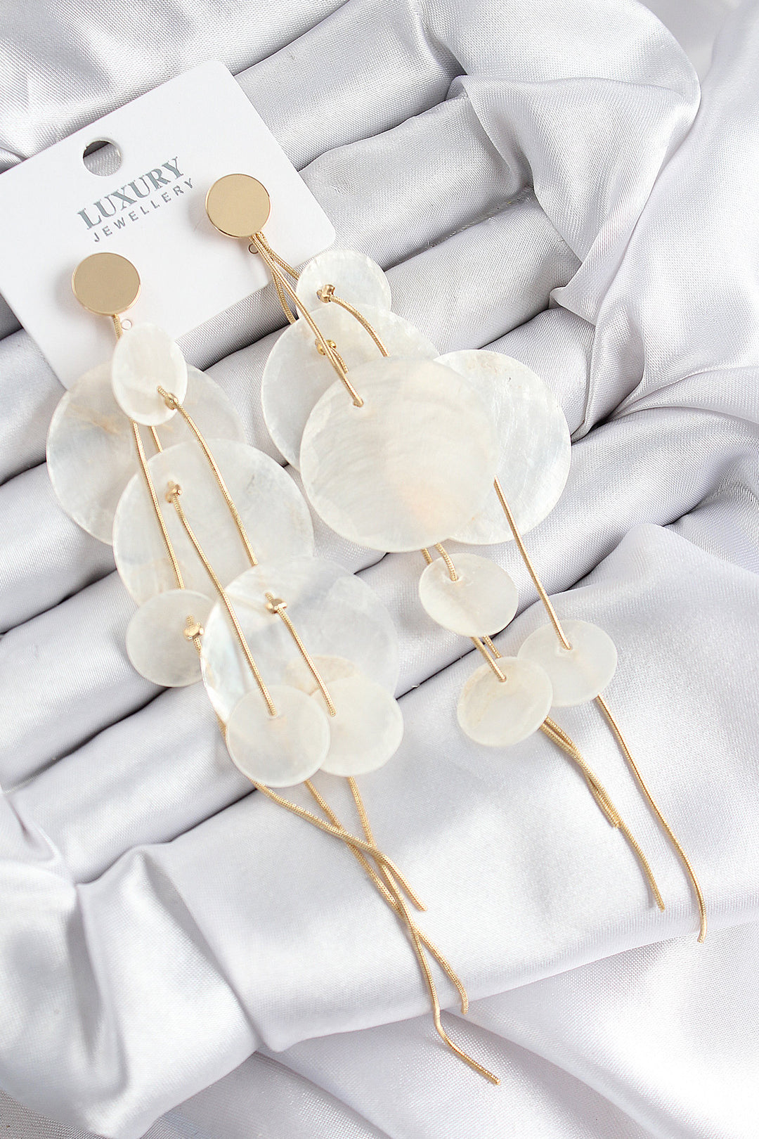 EBJ Rice Grain Dangle Mother of Pearl Model Gold Color Women's Earring - Linares