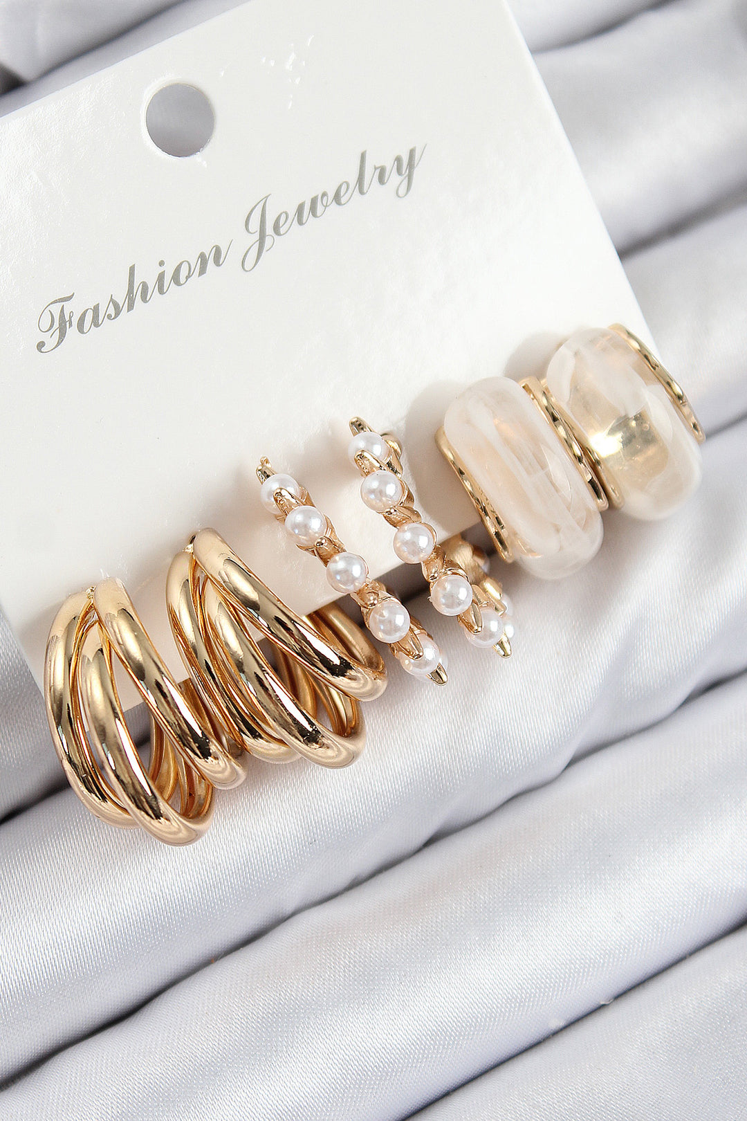 EBJ Rice Pearl Hoop Model Gold Color Women's Set Earrings - Worcester