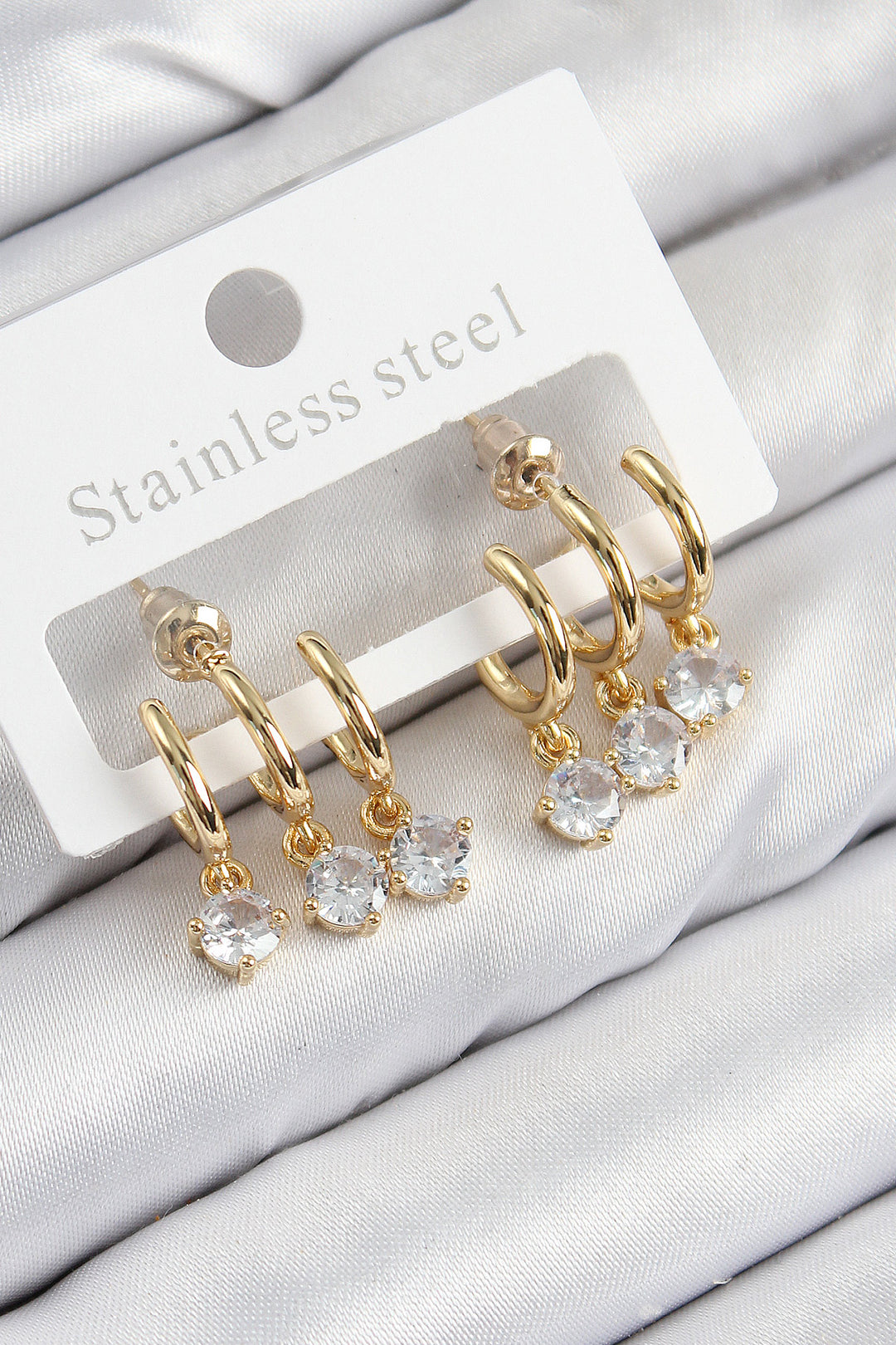 EBJ Rice Grain Swinging Zircon Stone Model Gold Color Women's Earring - Royal Oak
