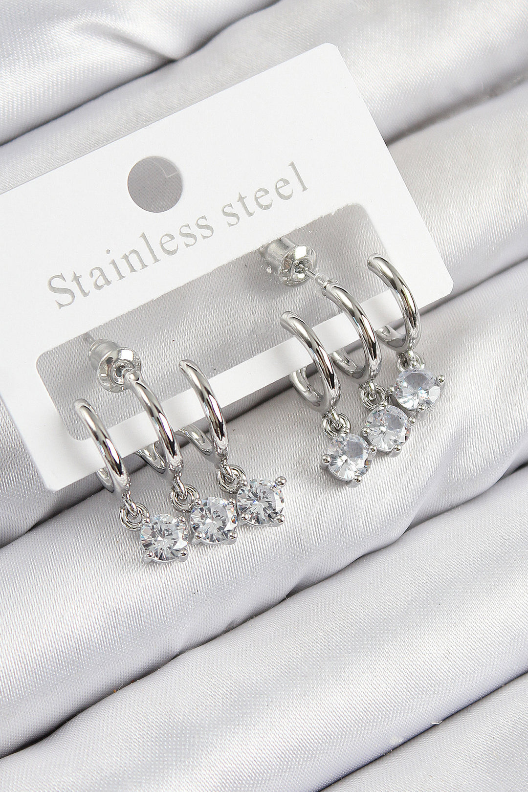 EBJ Rice Grain Swinging Zircon Stone Model Silver Color Women's Earring - Jeffersonville