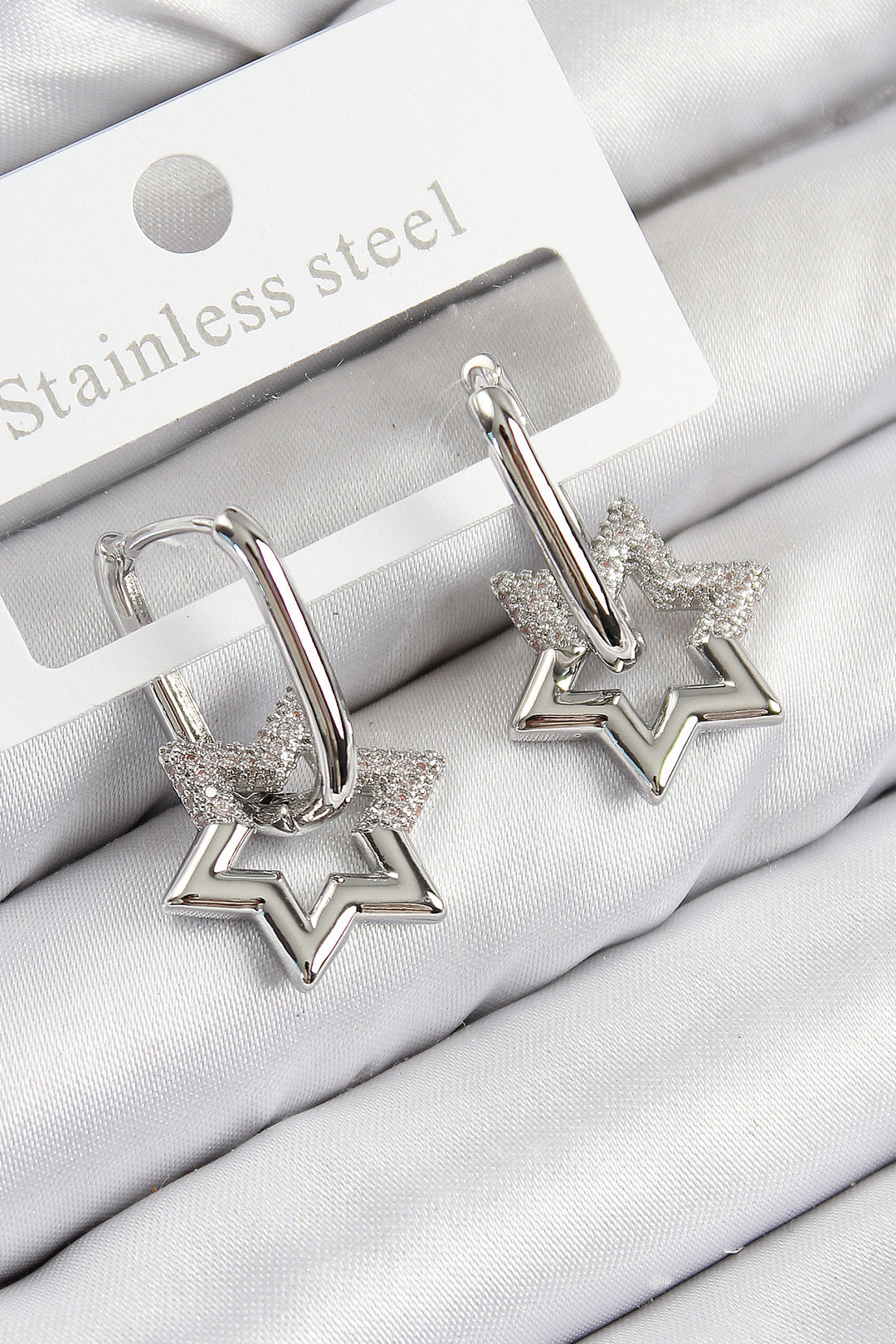 EBJ Rice Zircon Stone Star Model Silver Color Women's Earring - Piedras Negras