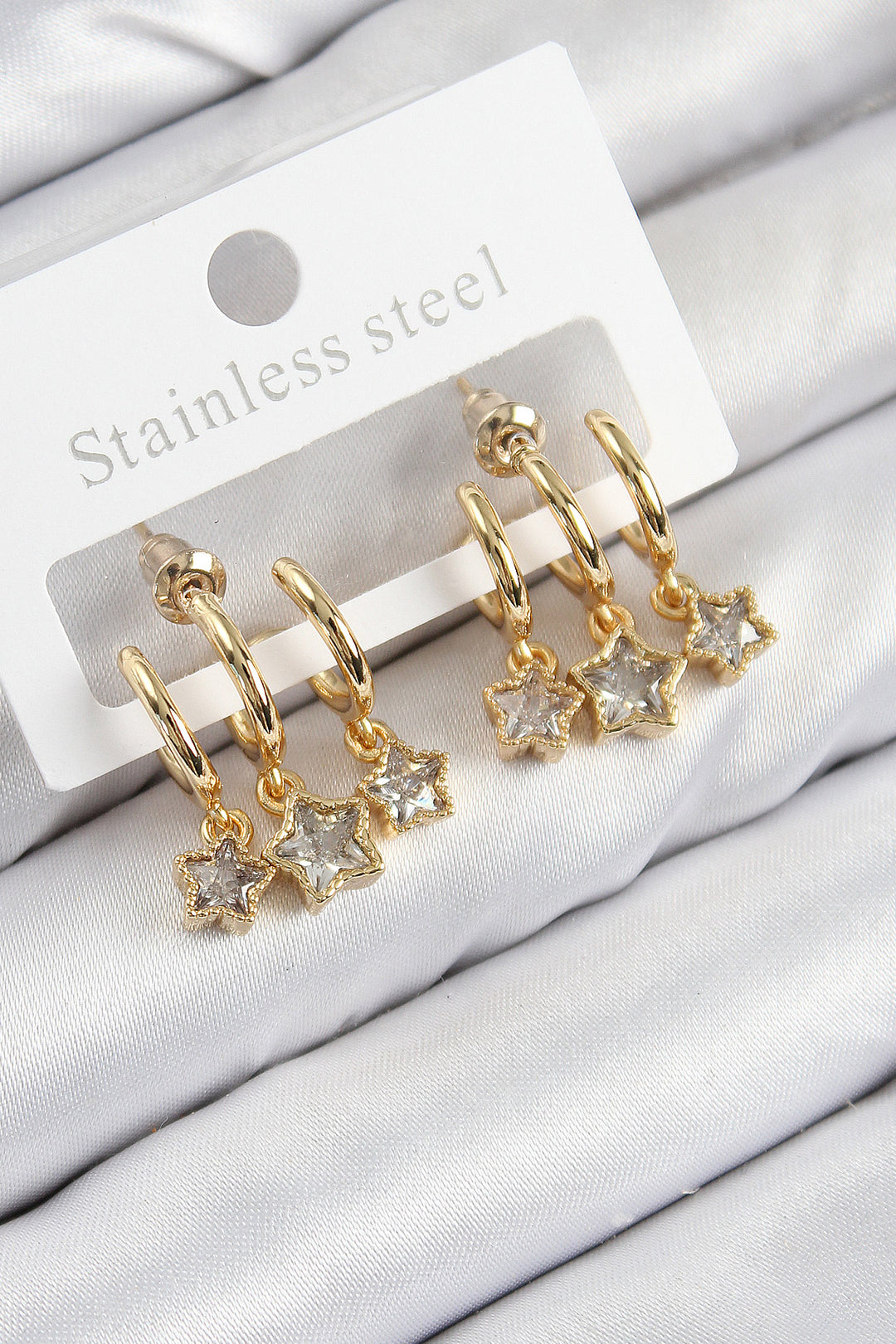 EBJ Rice Zircon Stone Dangling Star Model Gold Color Women's Earrings - Nettuno
