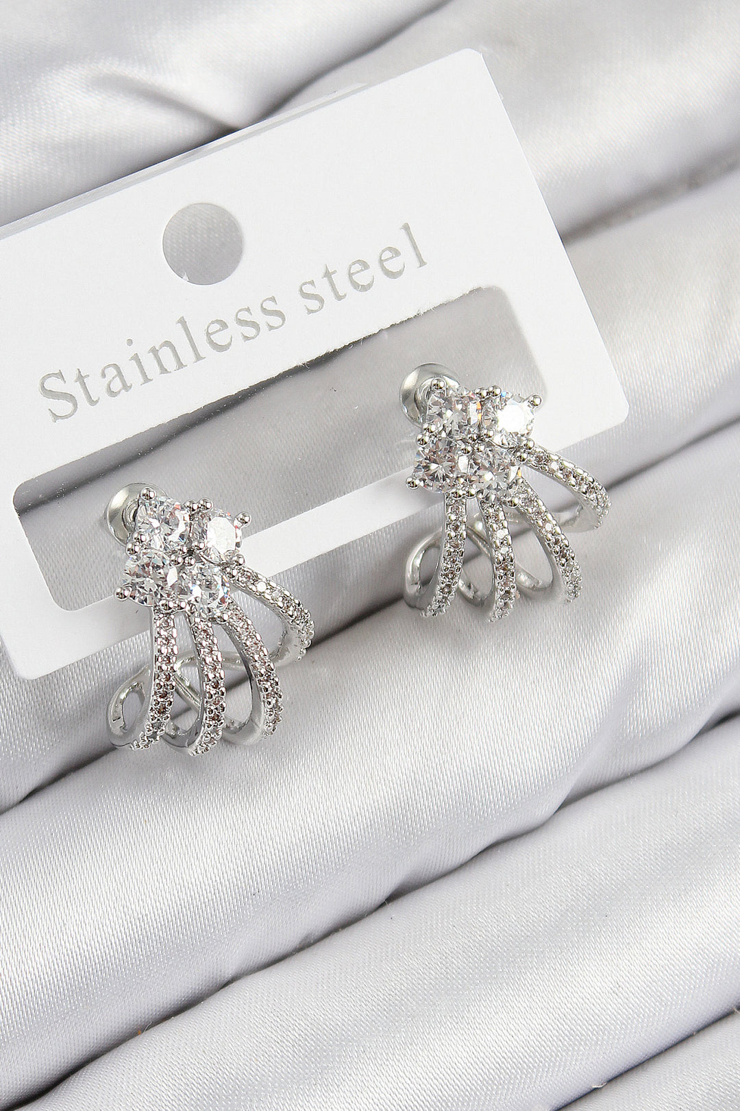 EBJ Rice Zircon Stone Model Silver Color Women's Earring - Bradenton