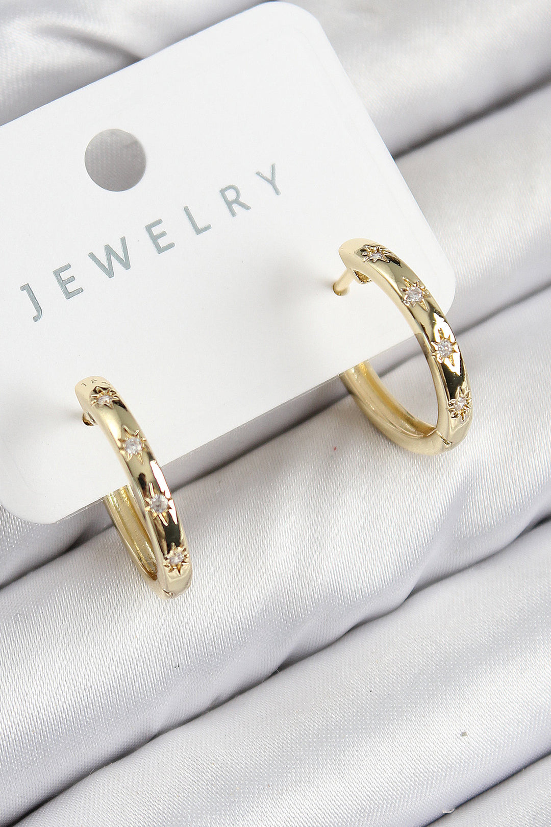 EBJ Gold Color Women's Earrings with Rice Zircon Stone Ring Model - Matías Romero