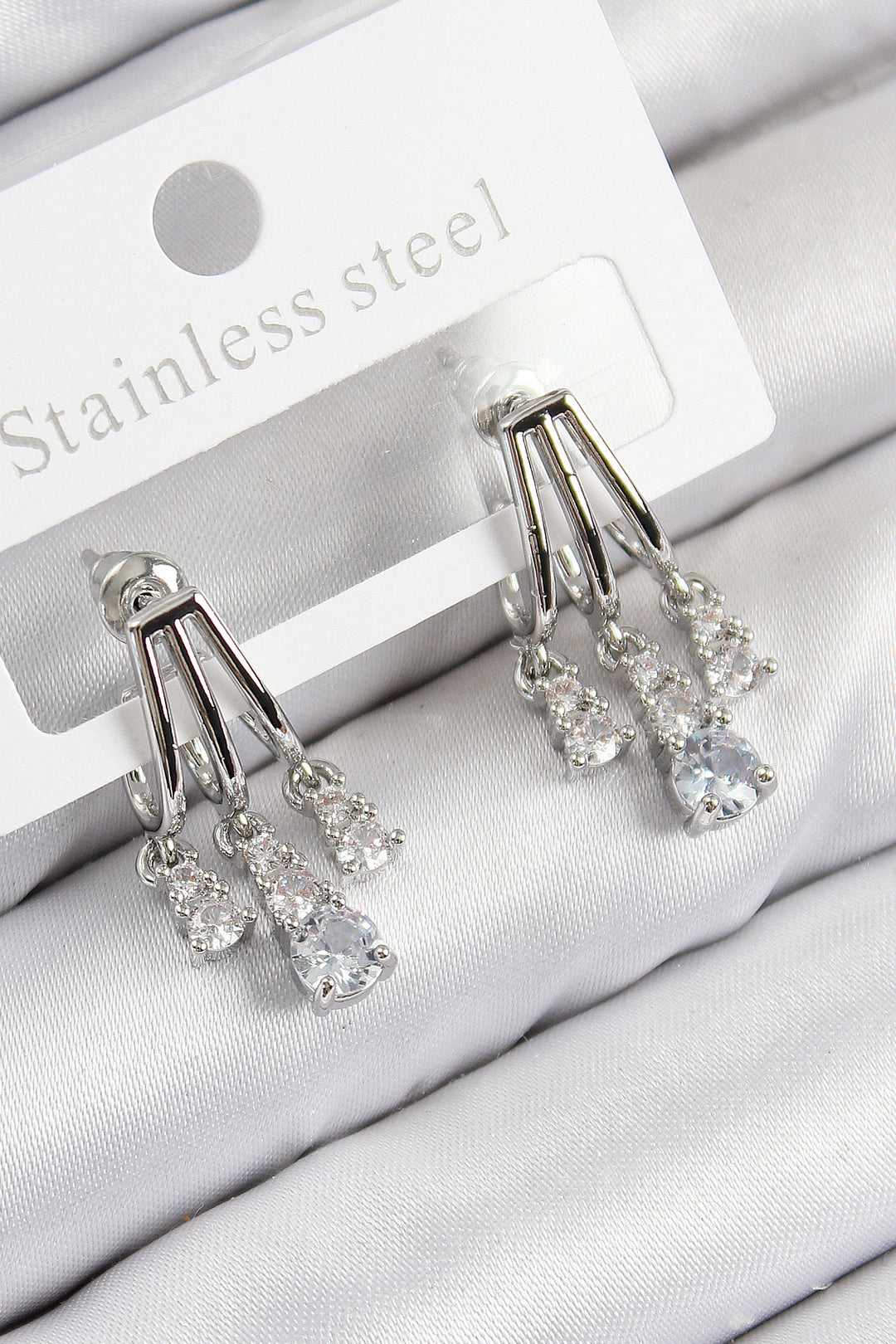 EBJ Rice Zircon Stone Dangle Model Silver Color Women's Earring - Ladispoli