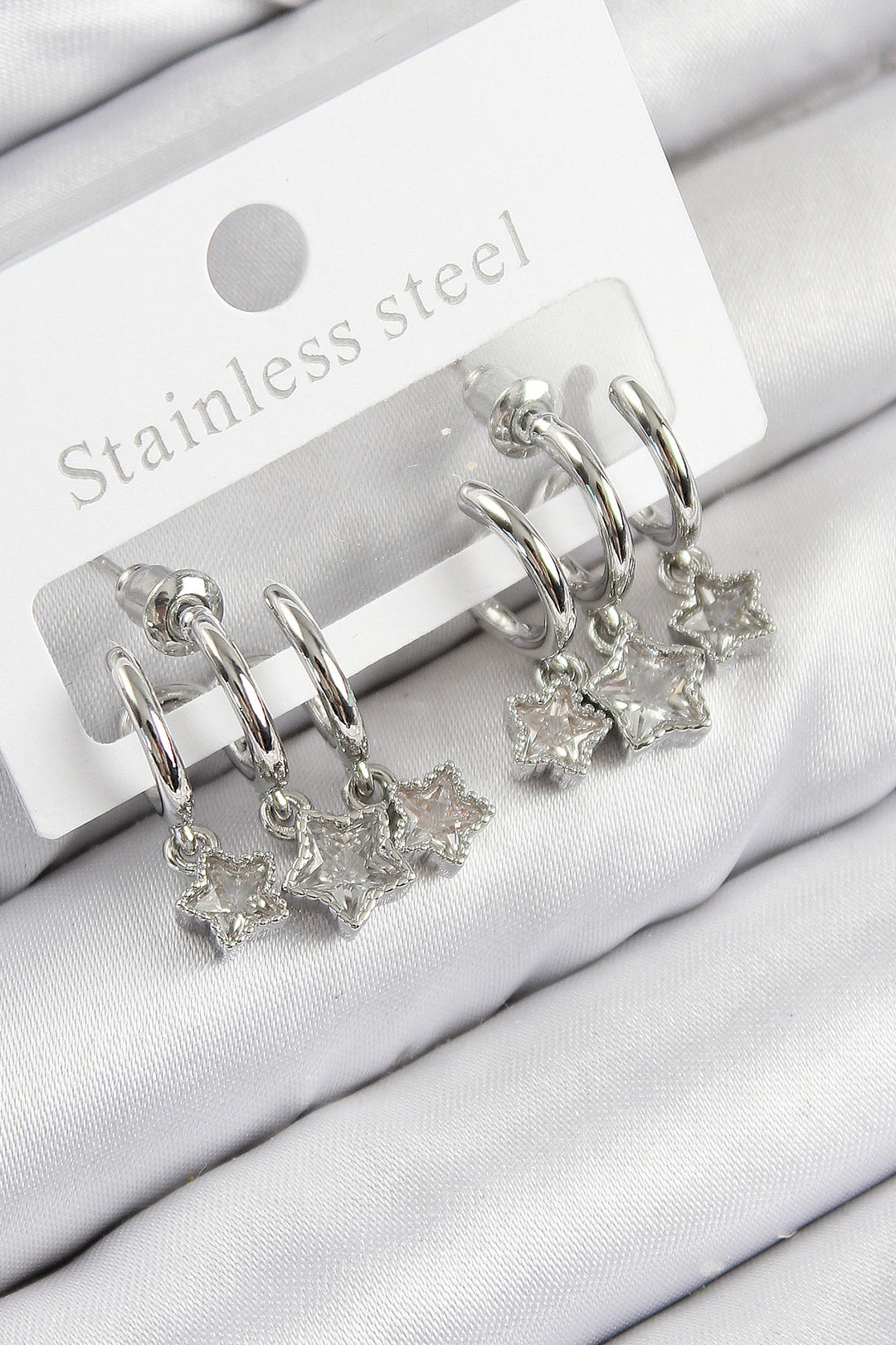 EBJ Rice Zircon Stone Dangling Star Model Silver Color Women's Earring - Bell Gardens