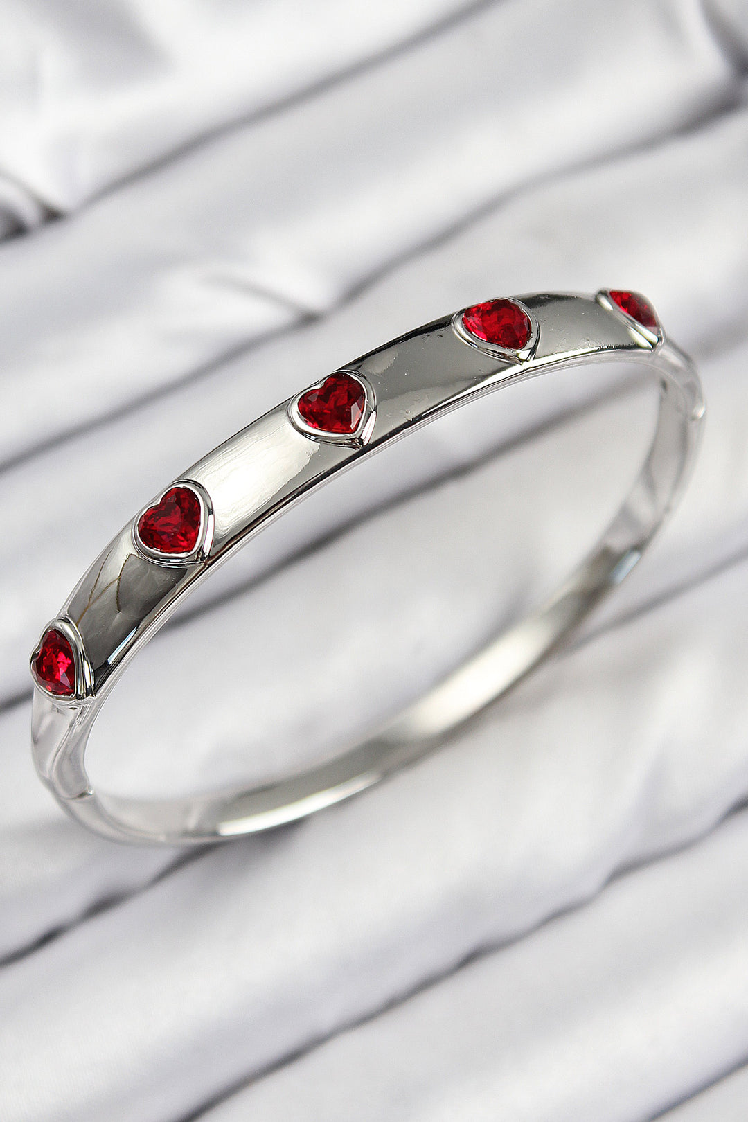 EBJ Silver Color Women's Bracelet with Rice Zircon Stone Red Heart Model - Kearny