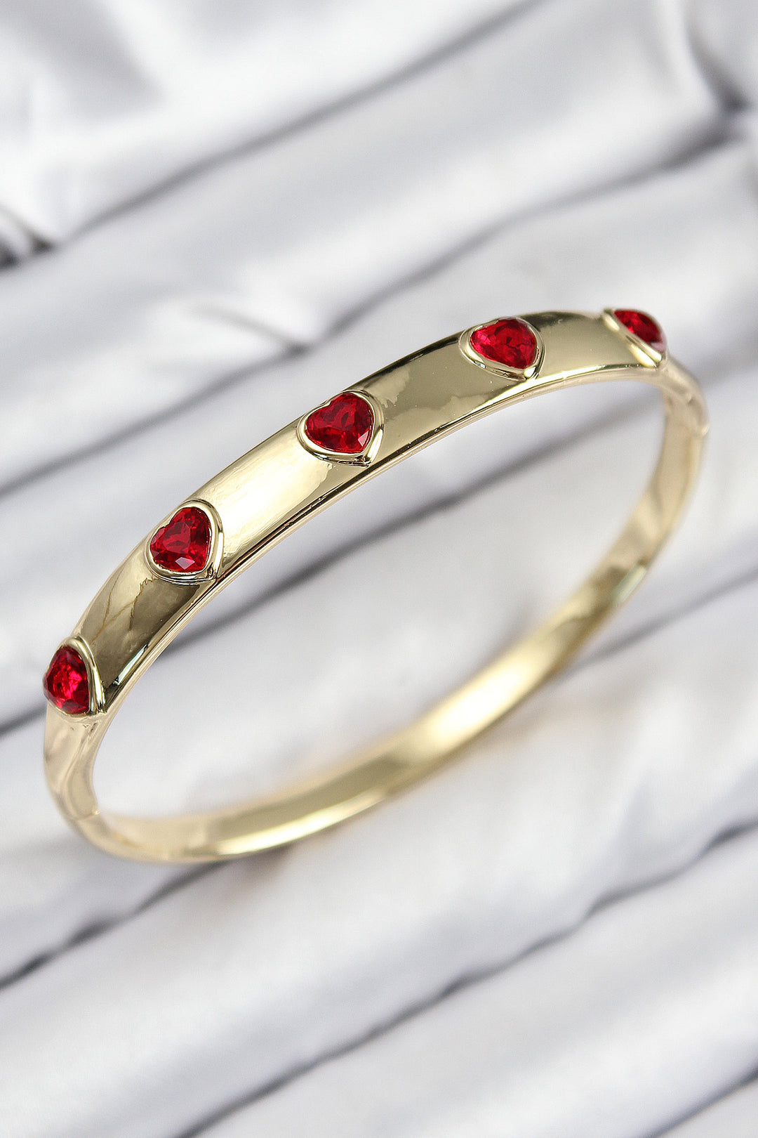 EBJ Rice Zircon Stone Red Heart Model Gold Color Women's Bracelet - Lansing