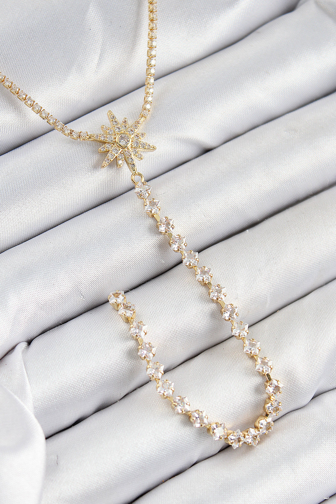 EBJ Rice Zircon Stone Polaris Model Silver Color Y Necklace - Rockwall